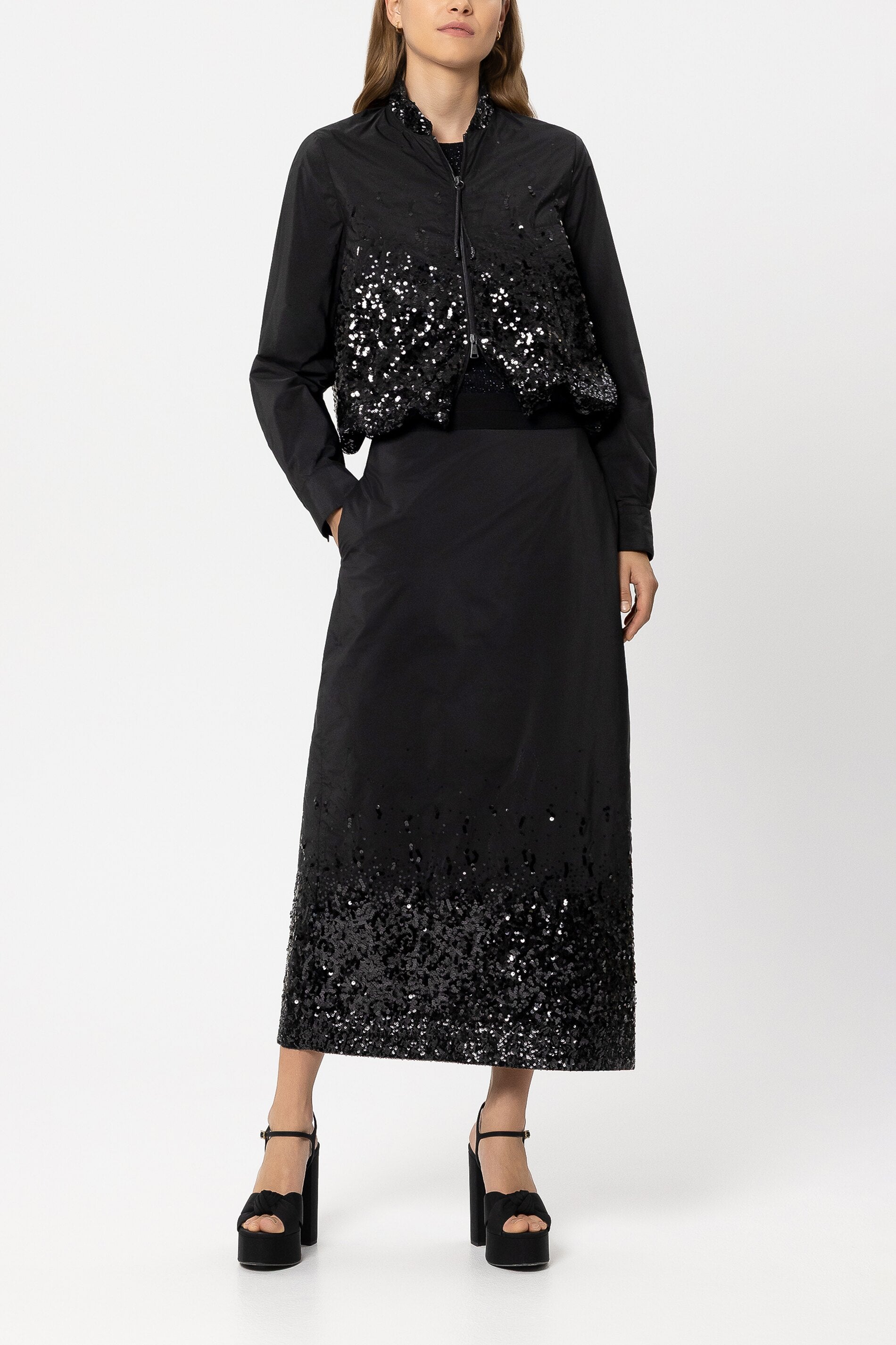Pailetten-Taft-Rock - black - Standard | Model Front