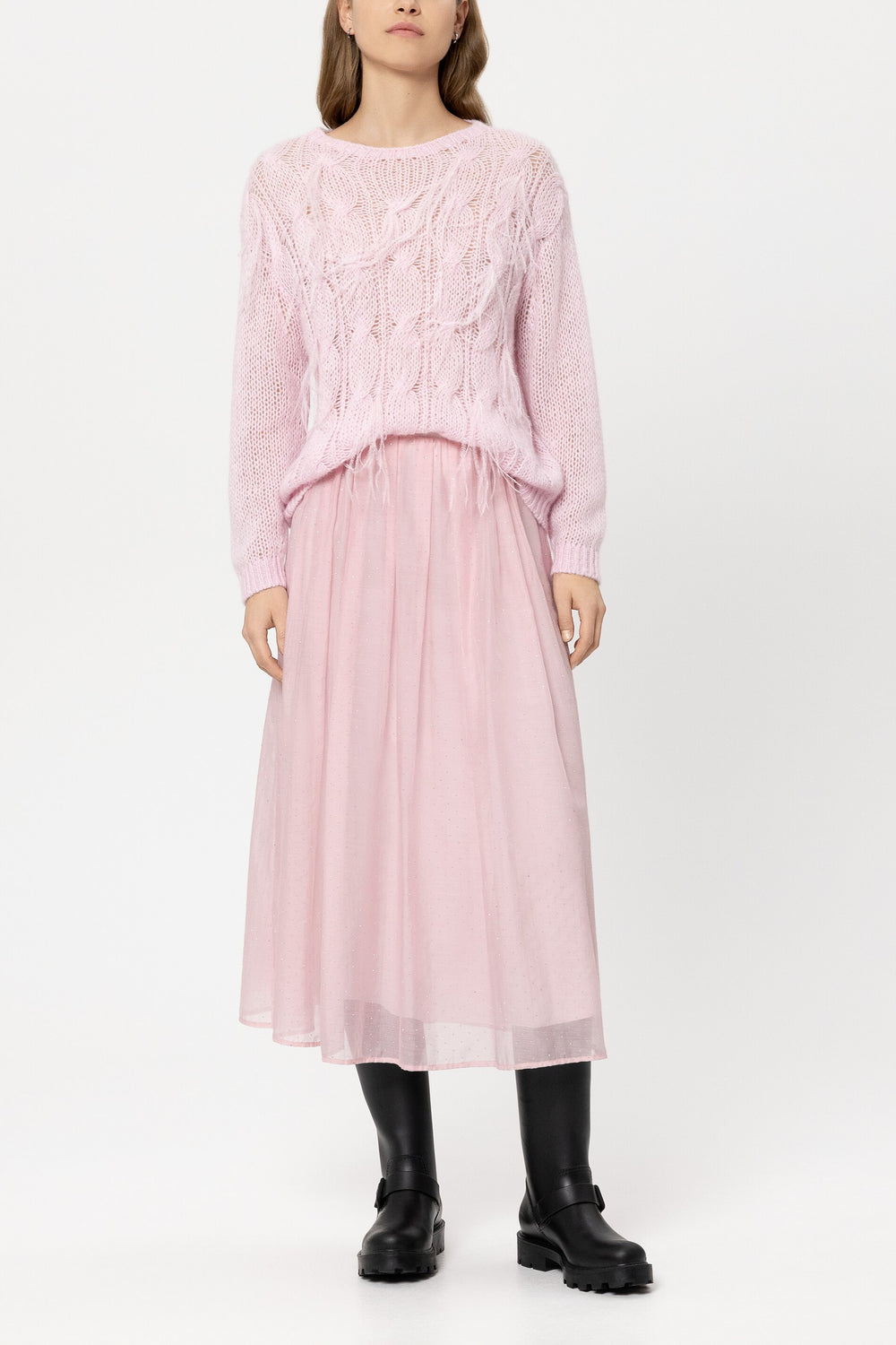 Skirt with rhinestones - creamy blush - Standard