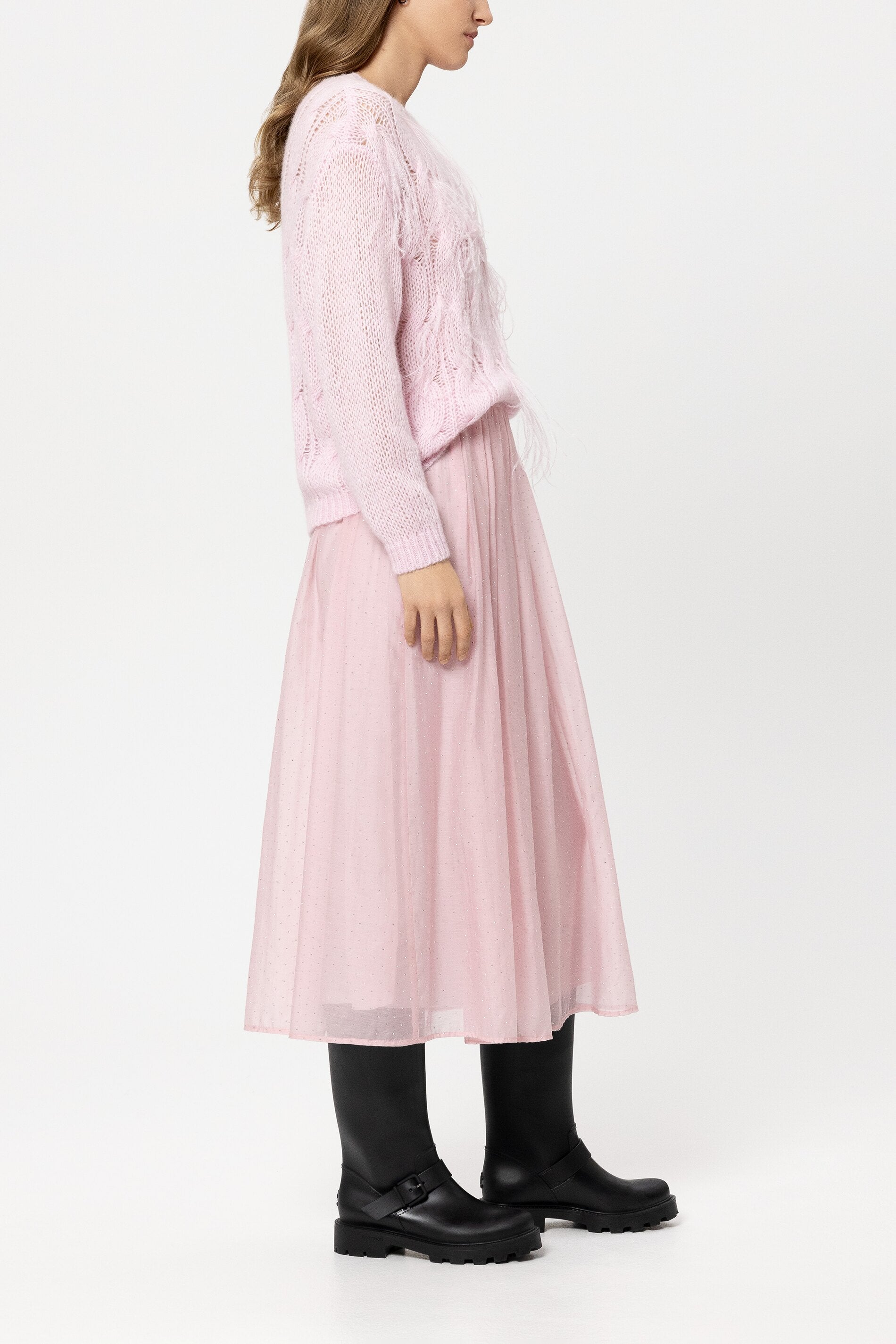 Rock mit Glitzersteinen - creamy blush - Standard | Model Seite