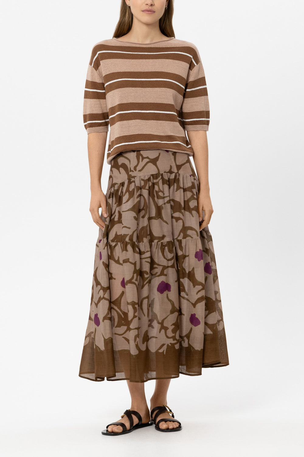 Maxi skirt with flower print - light terracotta / multi - Standard