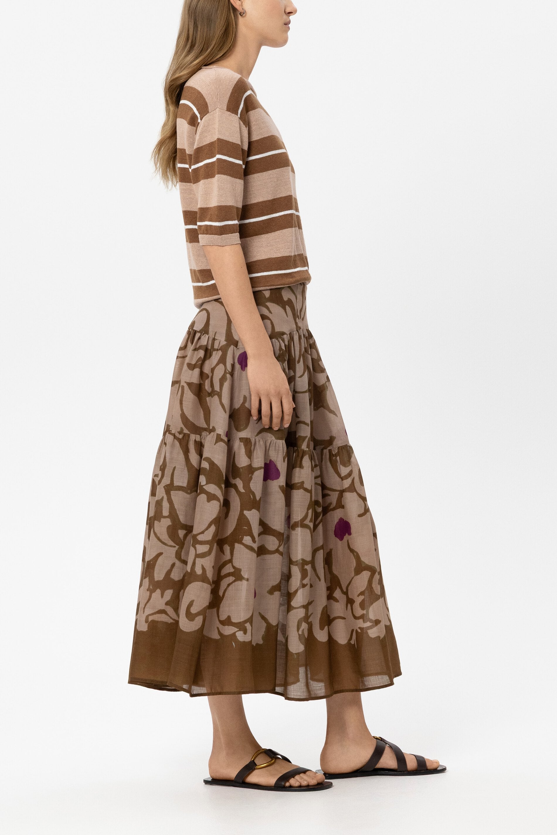 Maxi-Rock mit Flower-Print - light terracotta / multi - Standard | Model Seite