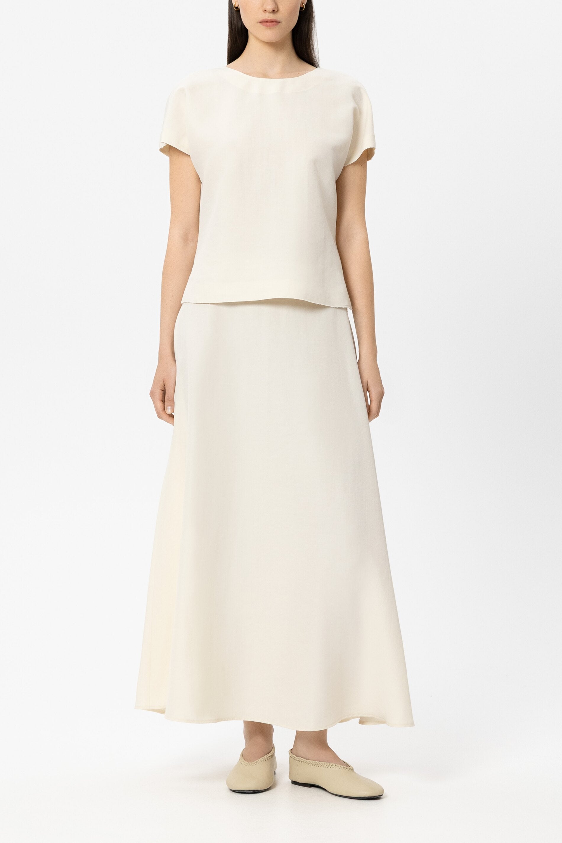 Rock aus Leinen-Mix - milk - Standard | Model Front