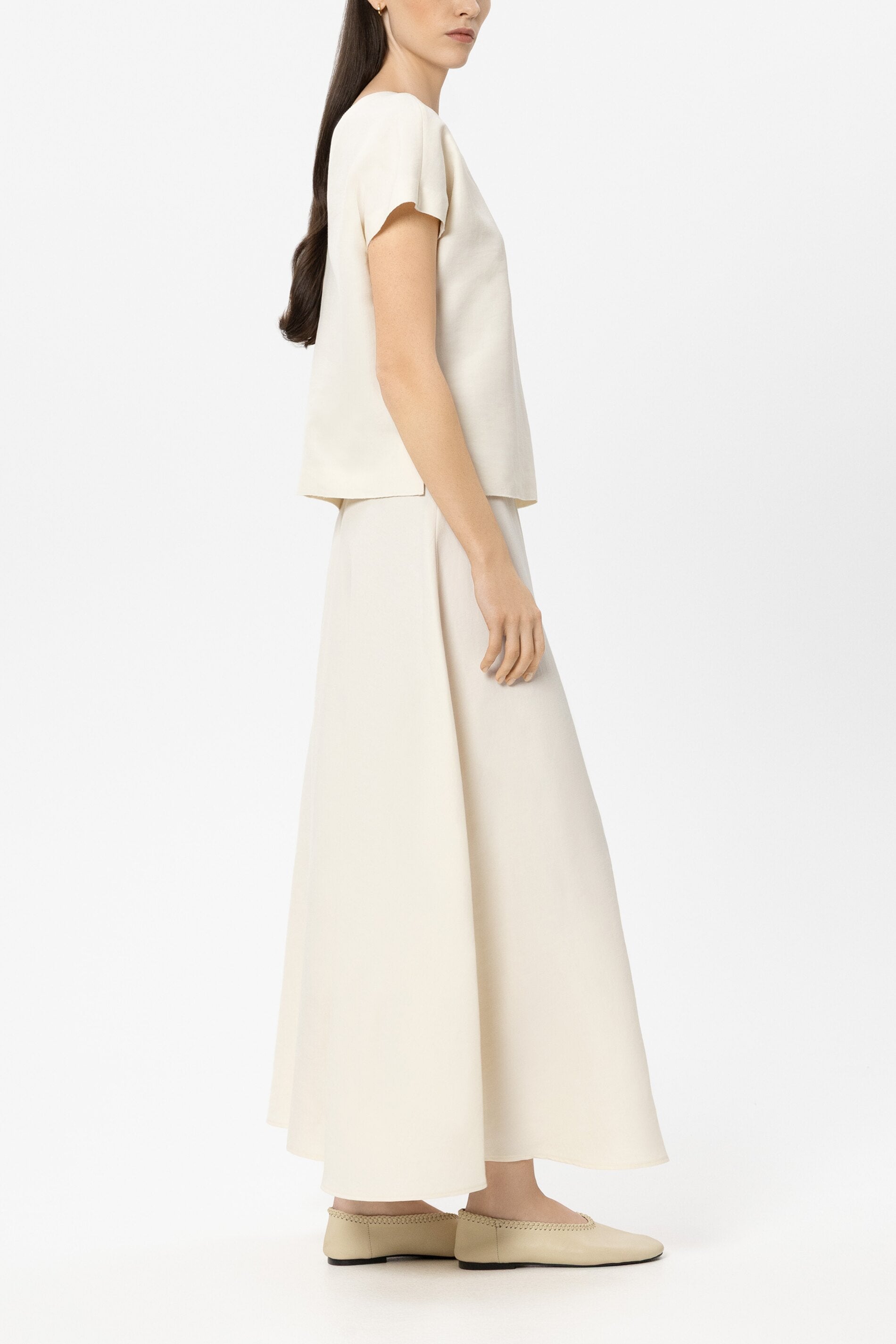 Rock aus Leinen-Mix - milk - Standard | Model Seite