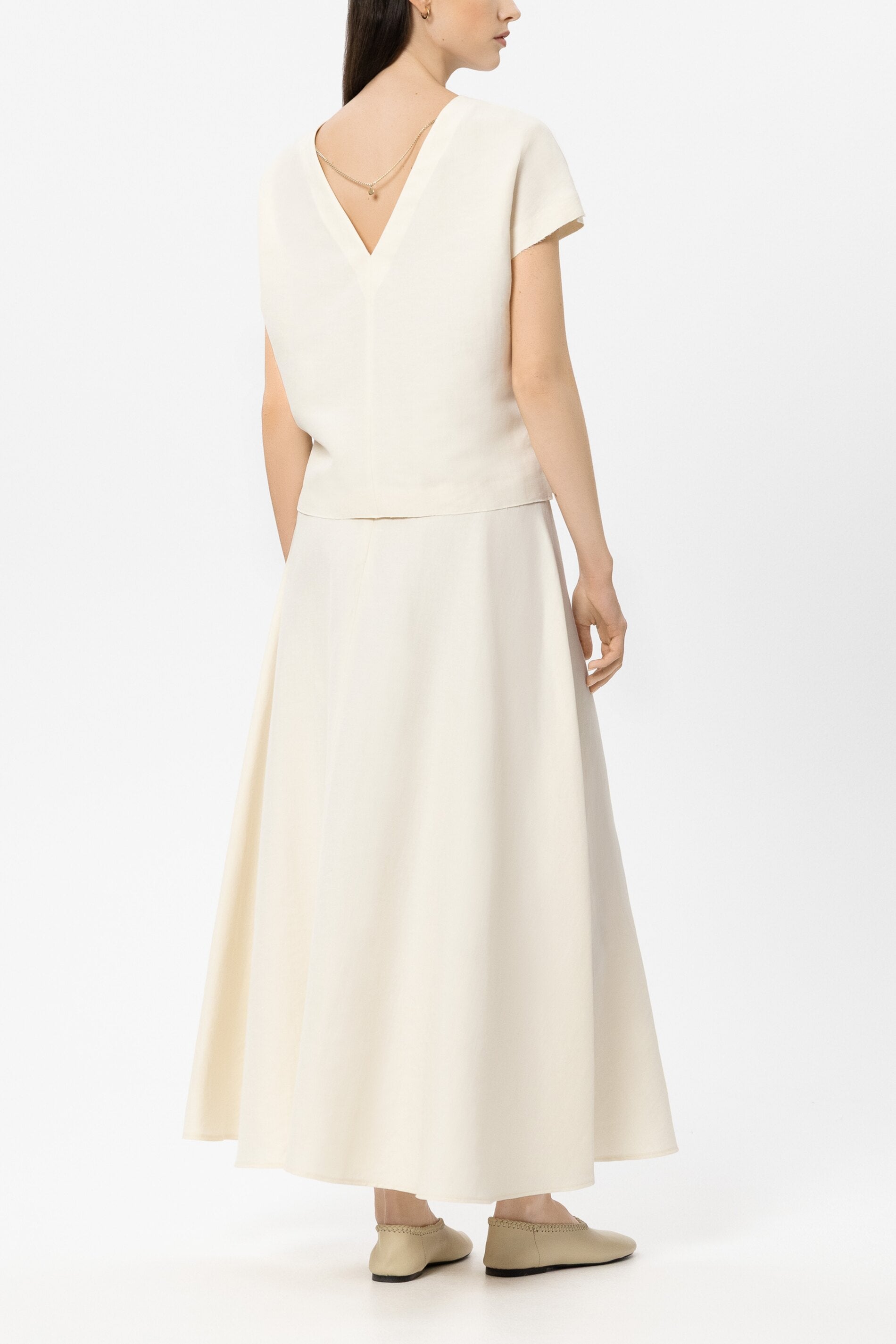 Rock aus Leinen-Mix - milk - Standard | Model Rück