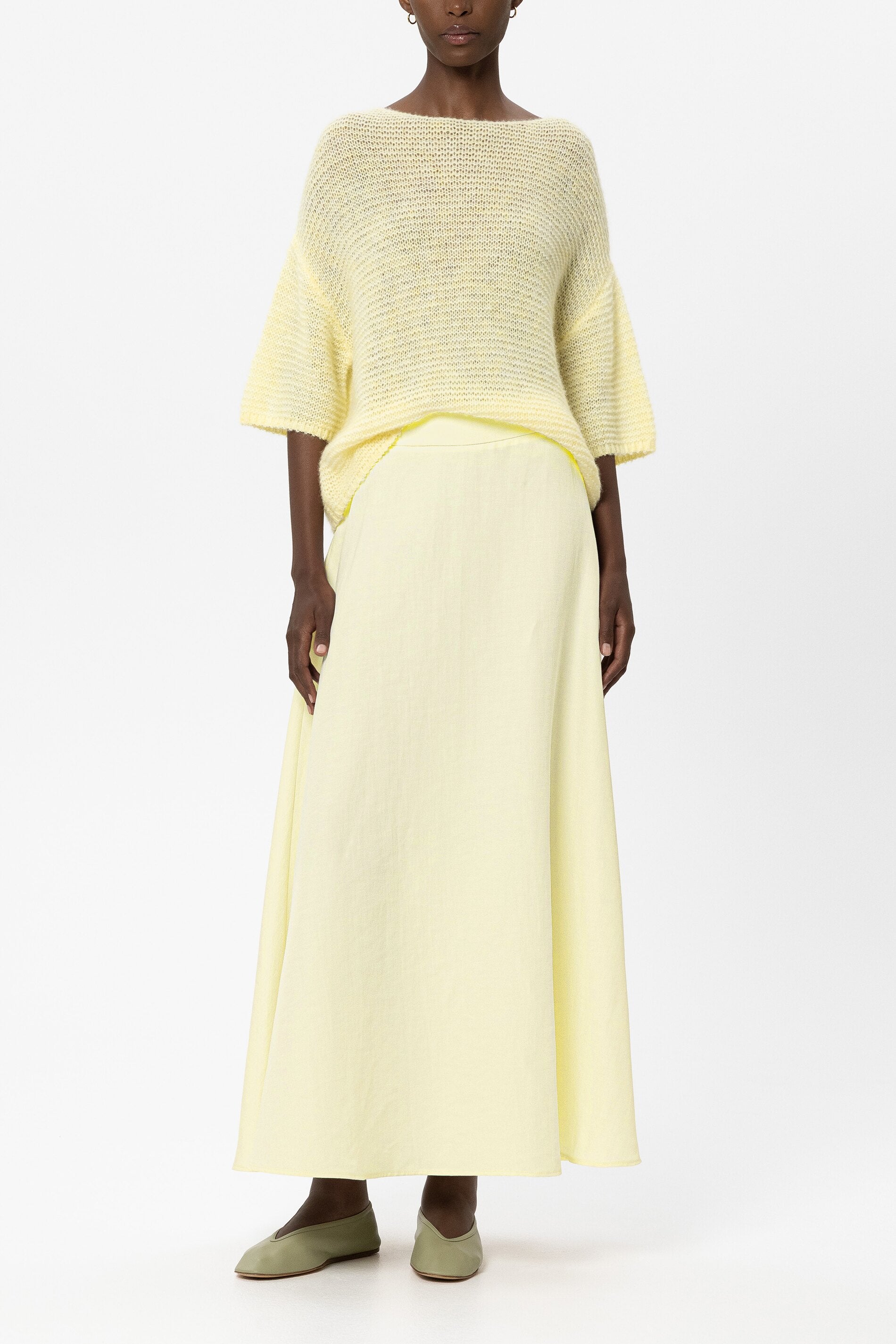 Rock aus Leinen-Mix - citron - Standard | Model Front