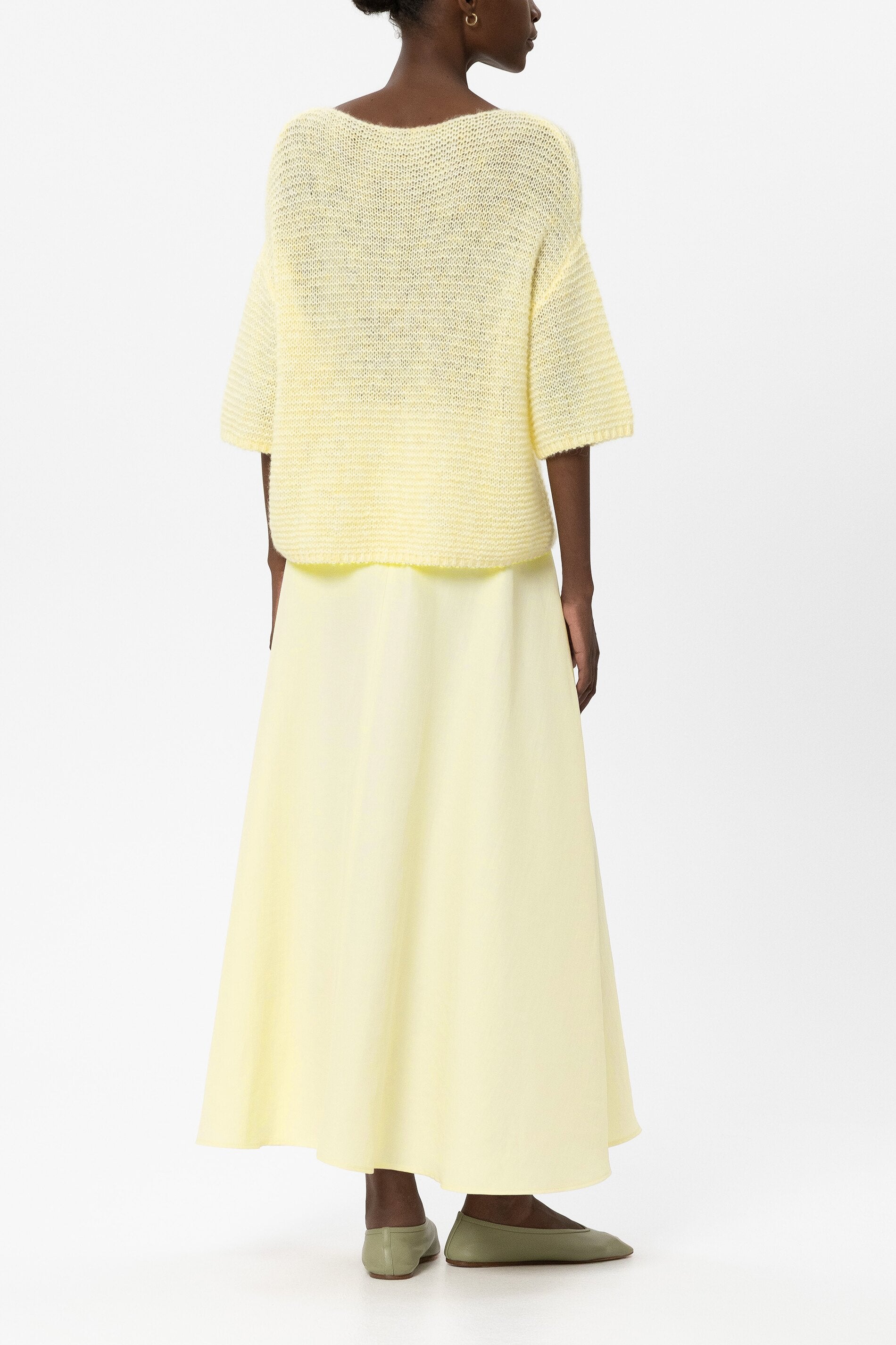 Rock aus Leinen-Mix - citron - Standard | Model Rück