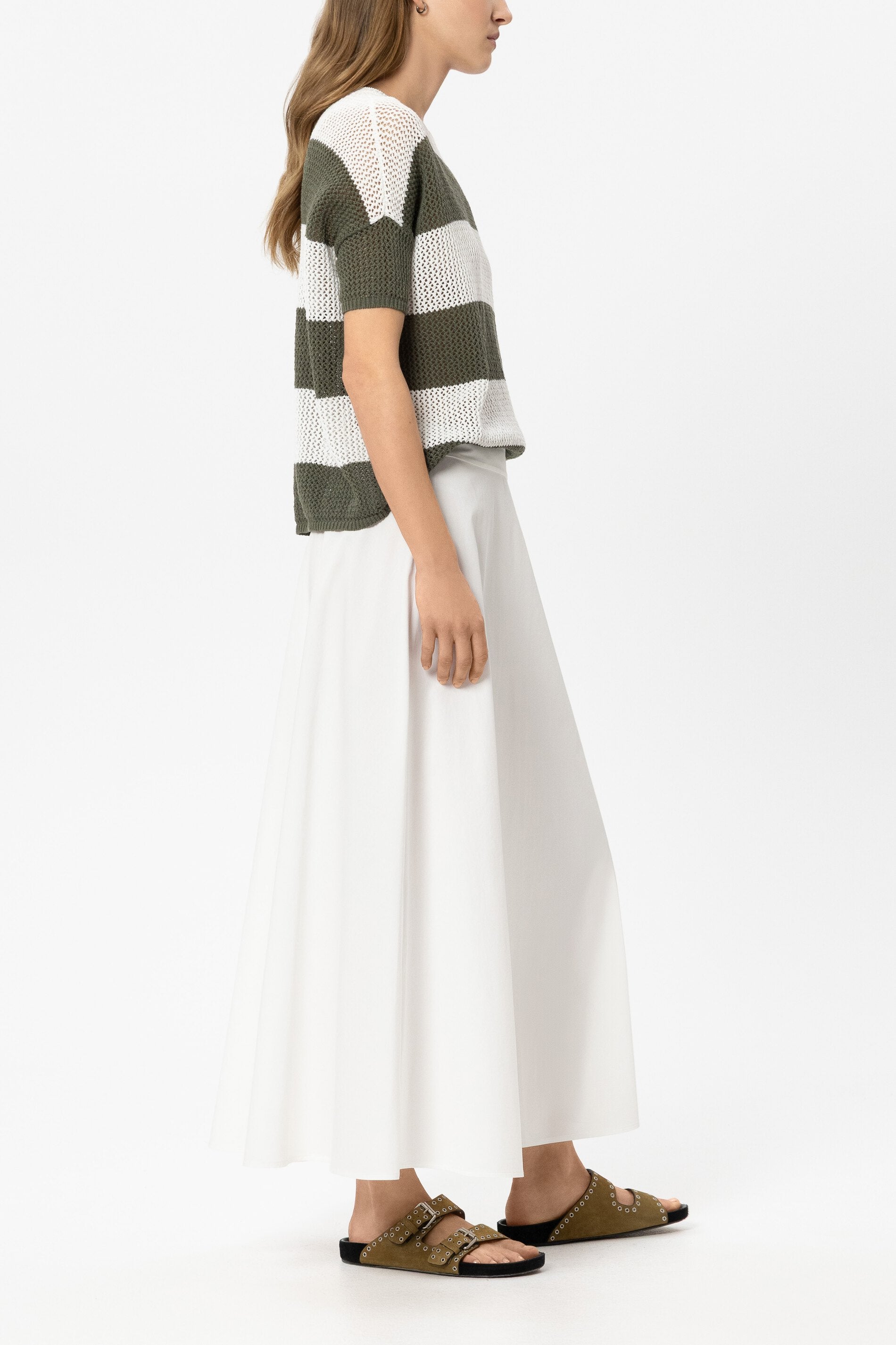 Gabardine-Rock in A-Linie - white - Standard | Model Seite