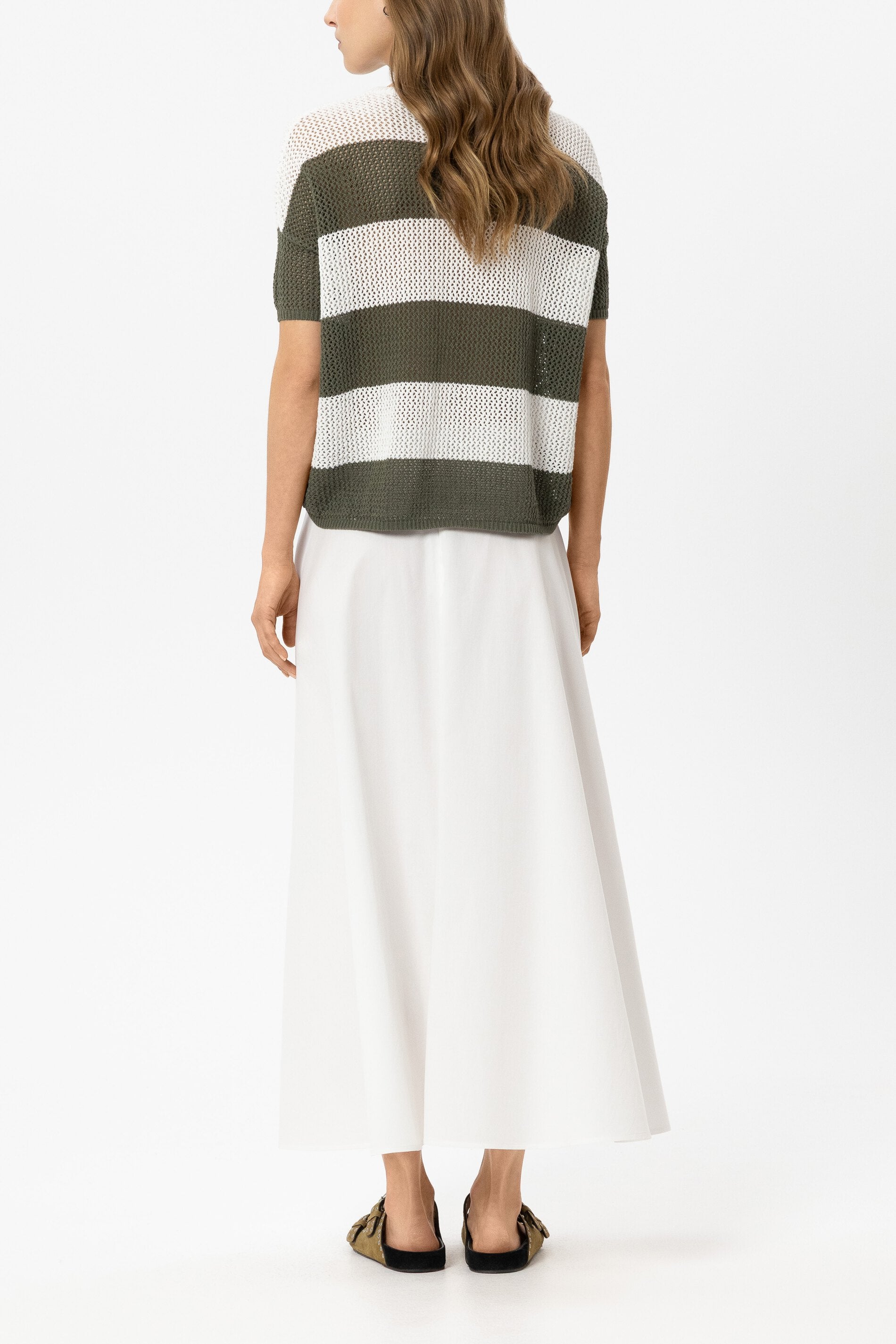 Gabardine-Rock in A-Linie - white - Standard | Model Rück