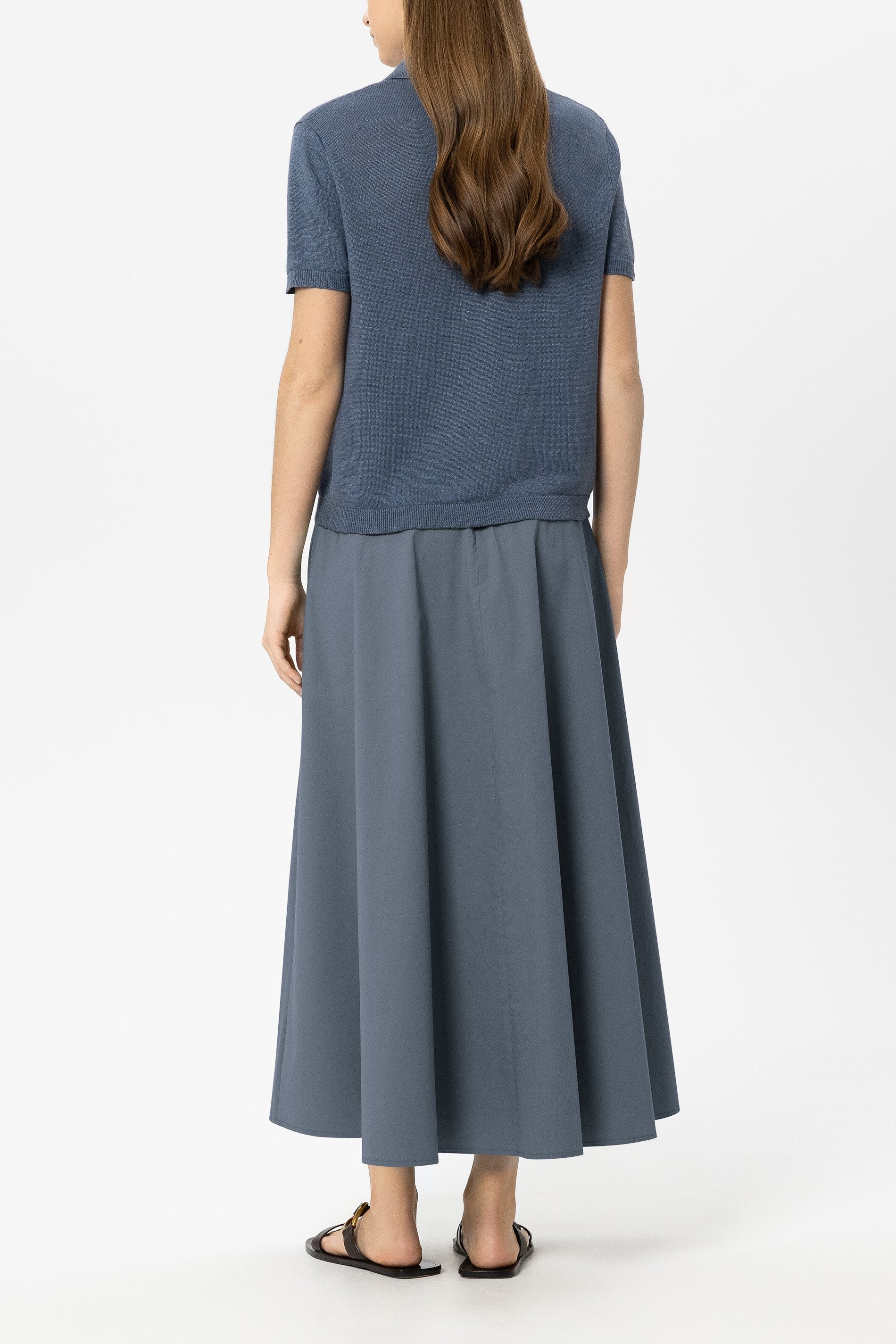 Gabardine-Rock in A-Linie - tinted blue - Standard | Model Rück