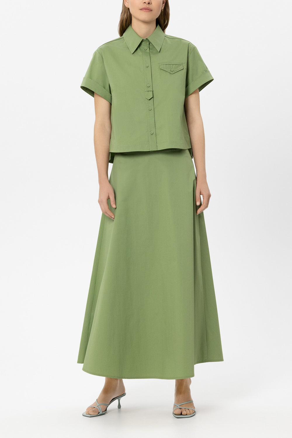 Gabardine-Rock in A-Linie - moss green - Standard