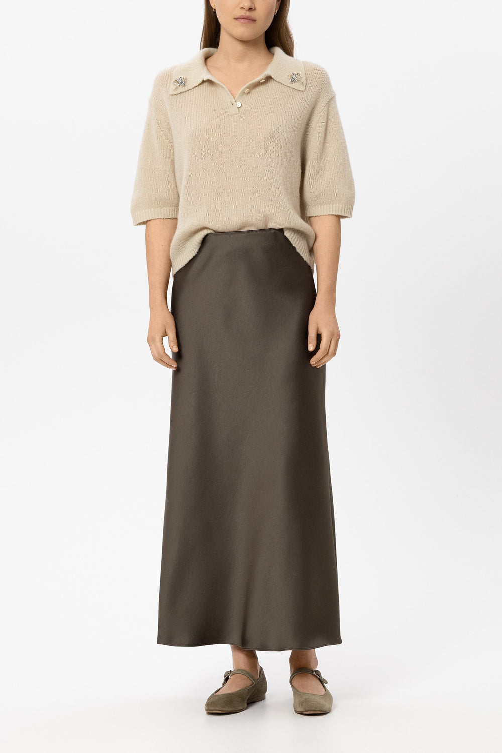 Satin skirt - nutmeg - standard