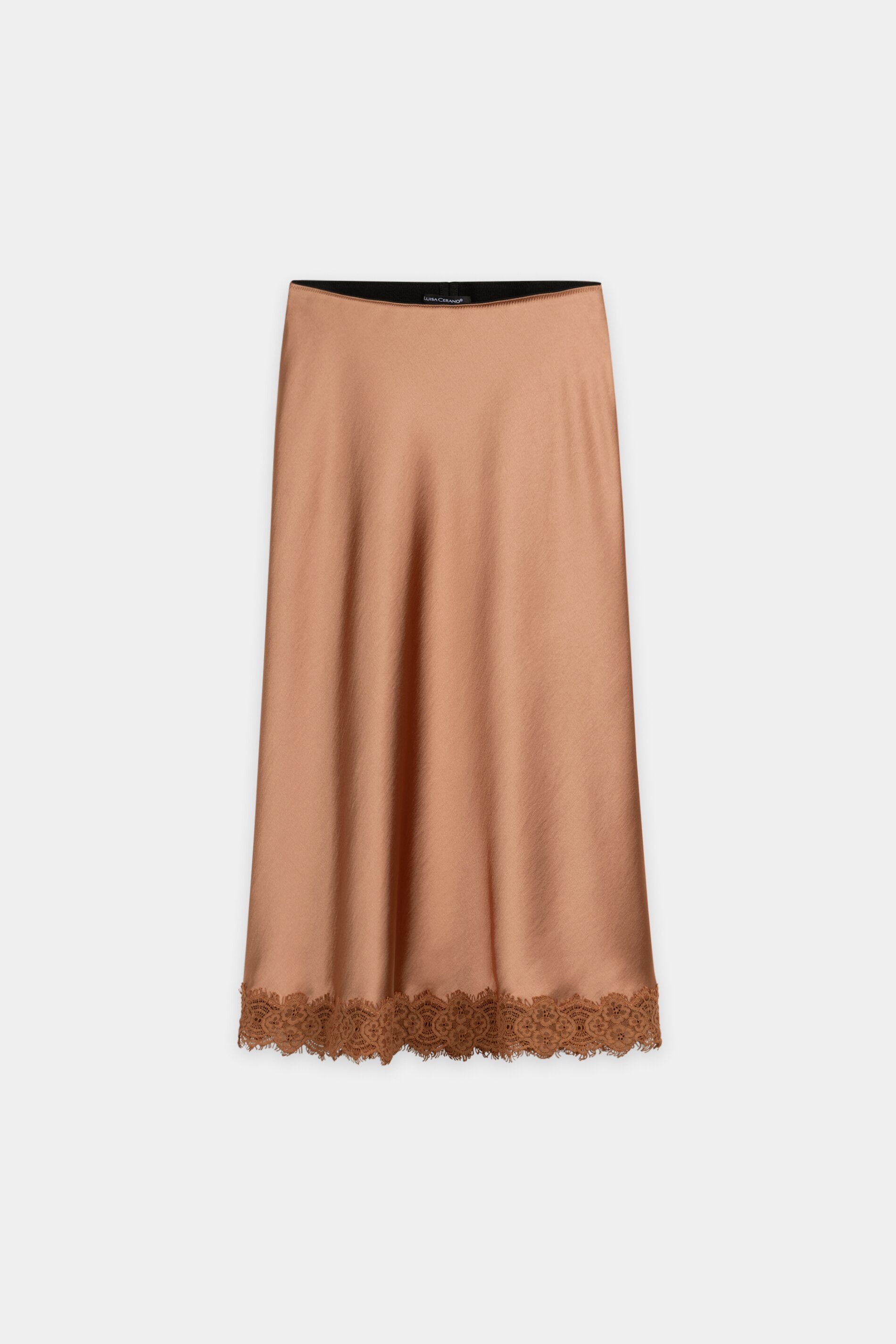 Satin-Rock mit Spitzendetail - brick - Standard | Artikel Front