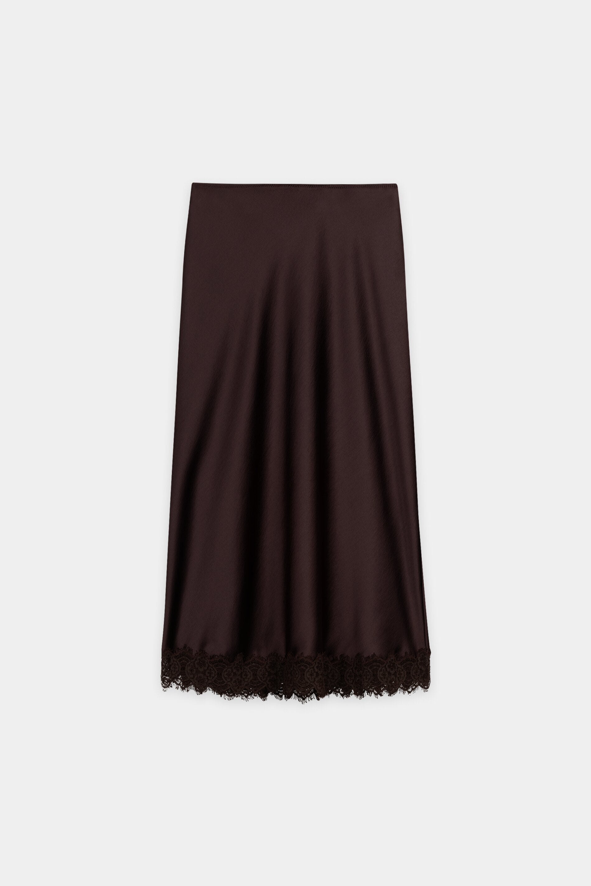 Satin-Rock mit Spitzendetail - marone - Standard | Artikel Rück