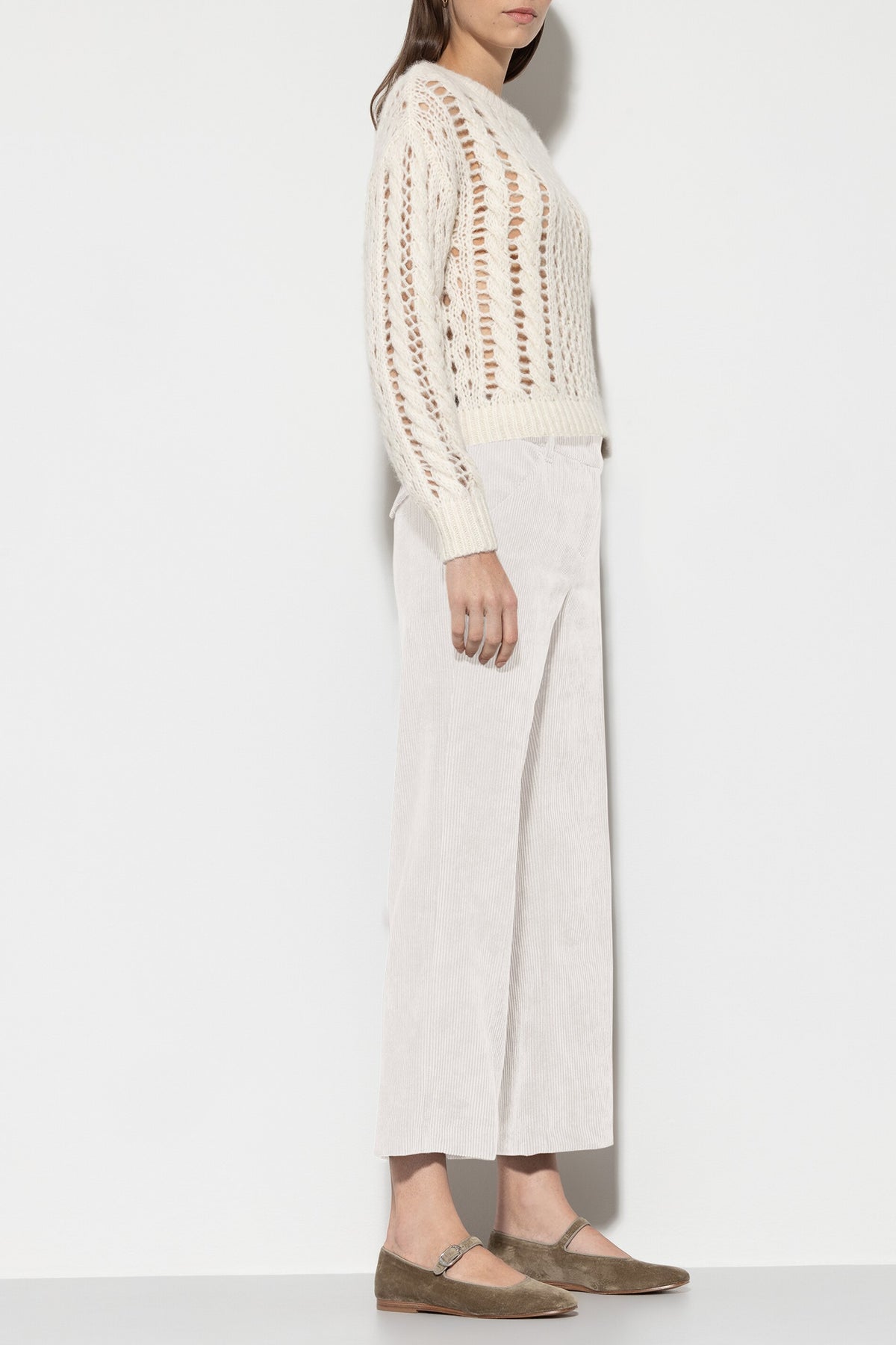 Cord-Wideleg-Pants - eggshell - Standard | Model Seite
