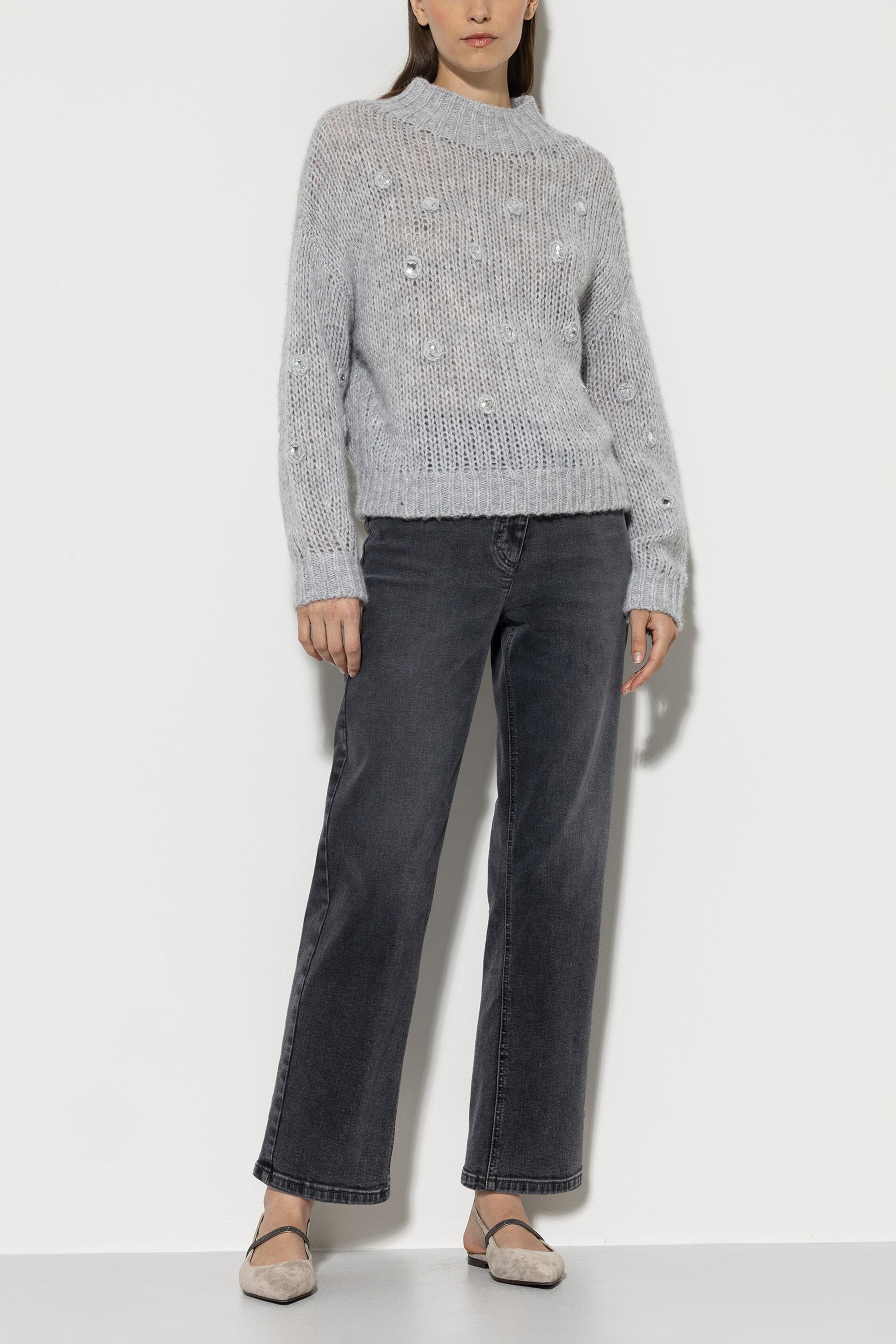 Looseleg-Black-Denim - denim grey - Standard | Model Front