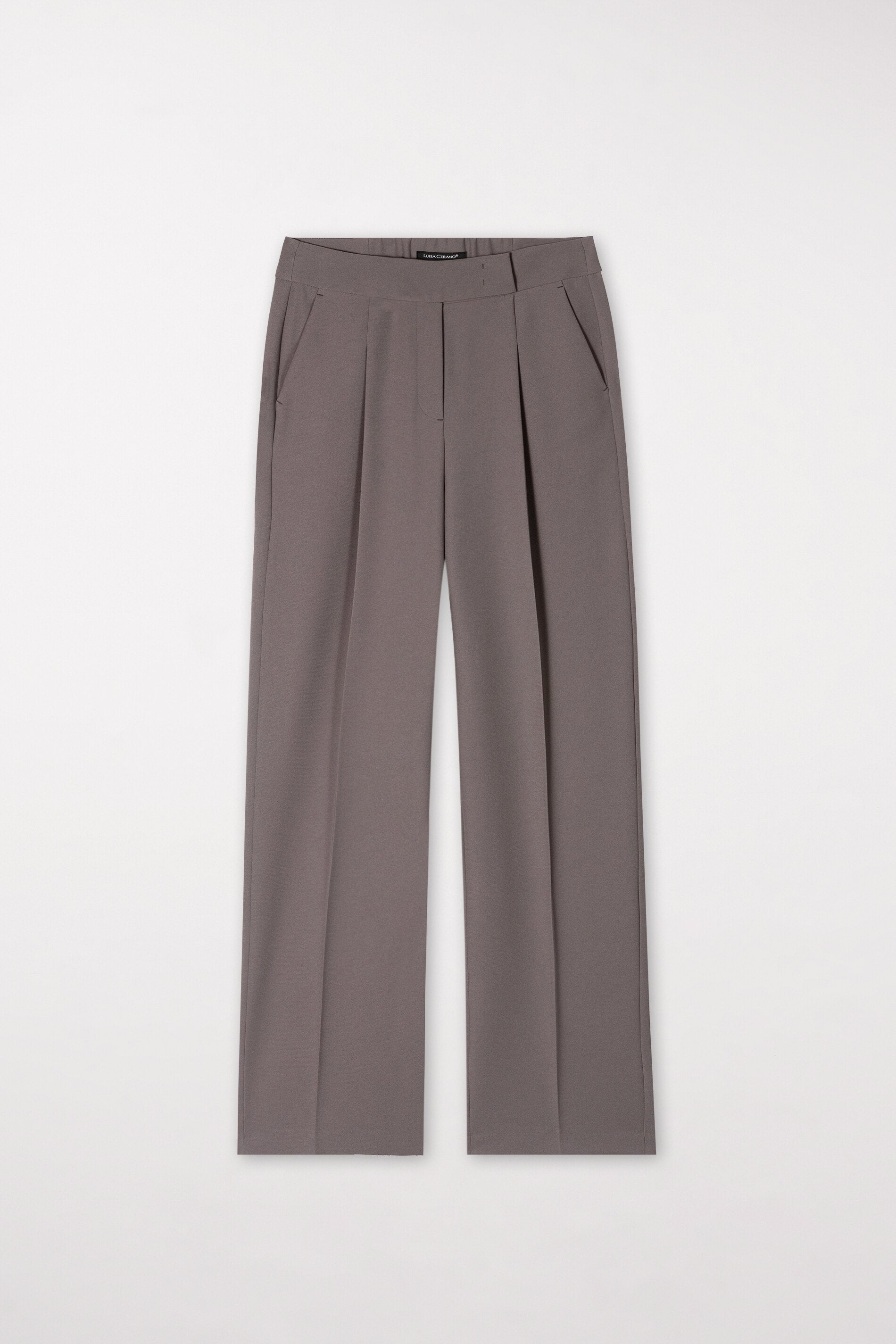 Wideleg-Pants mit Bundfalten - taupe - Standard | Artikel Front