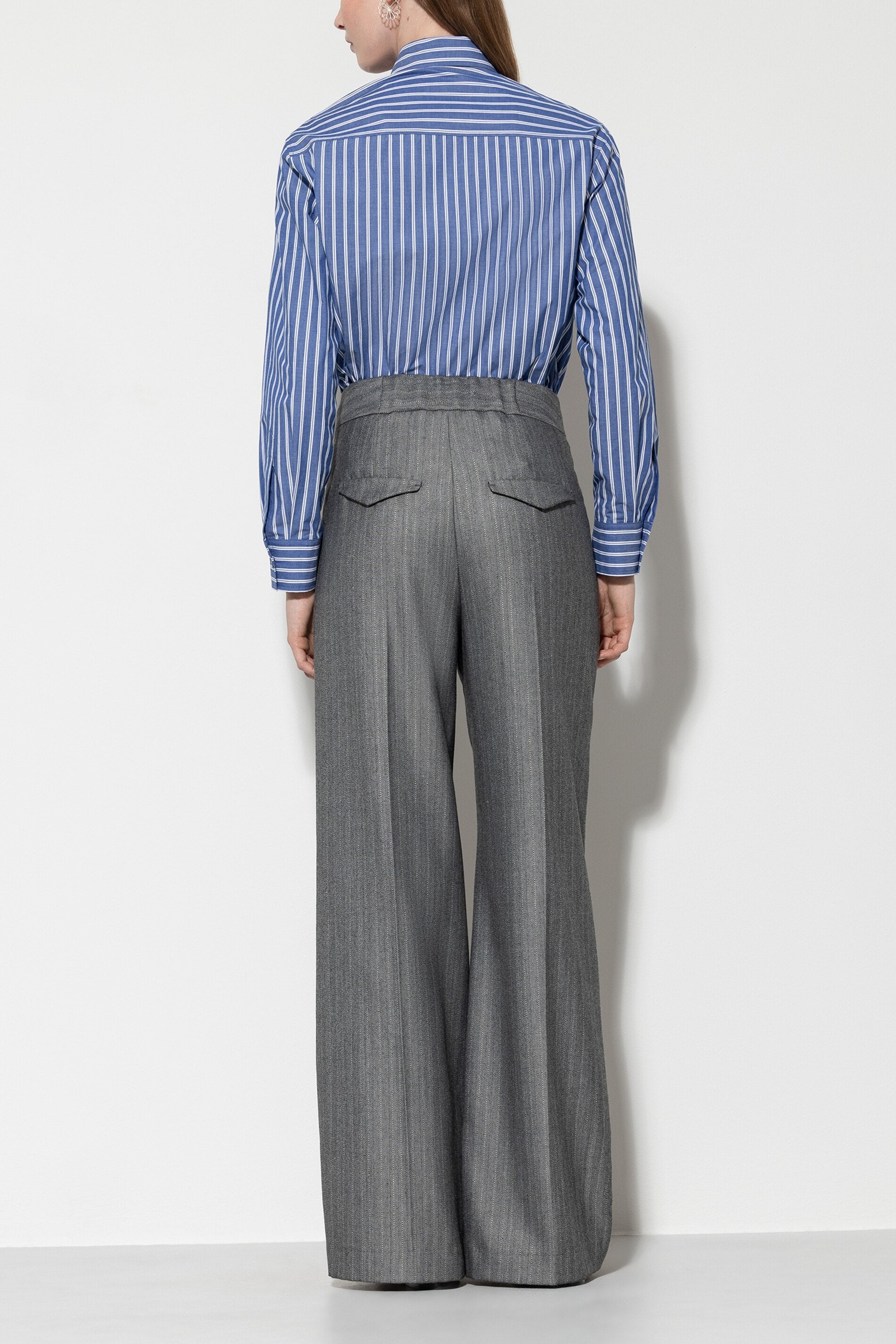 Fischgrat-Wideleg-Pants - taupe - Standard | Model Rück