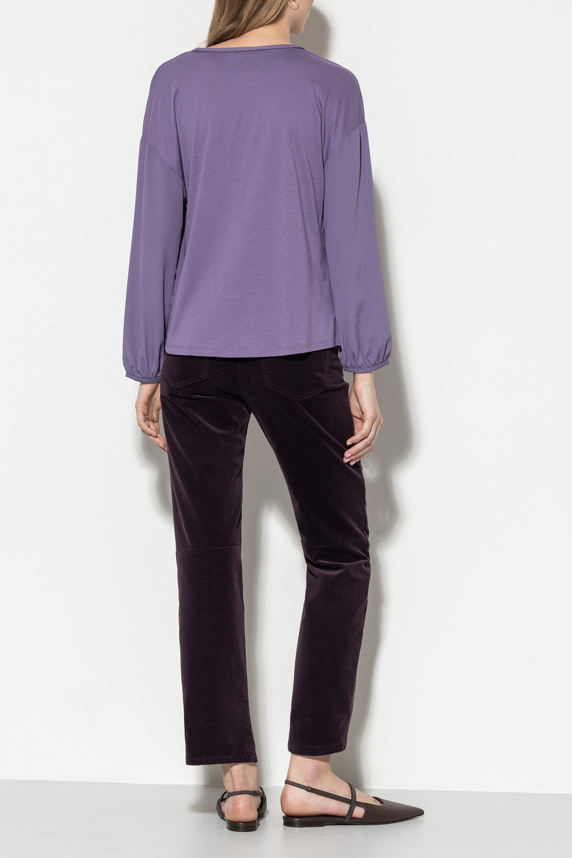 Velvet-Babyflare-Pants - burgundy - Standard | Model Rück