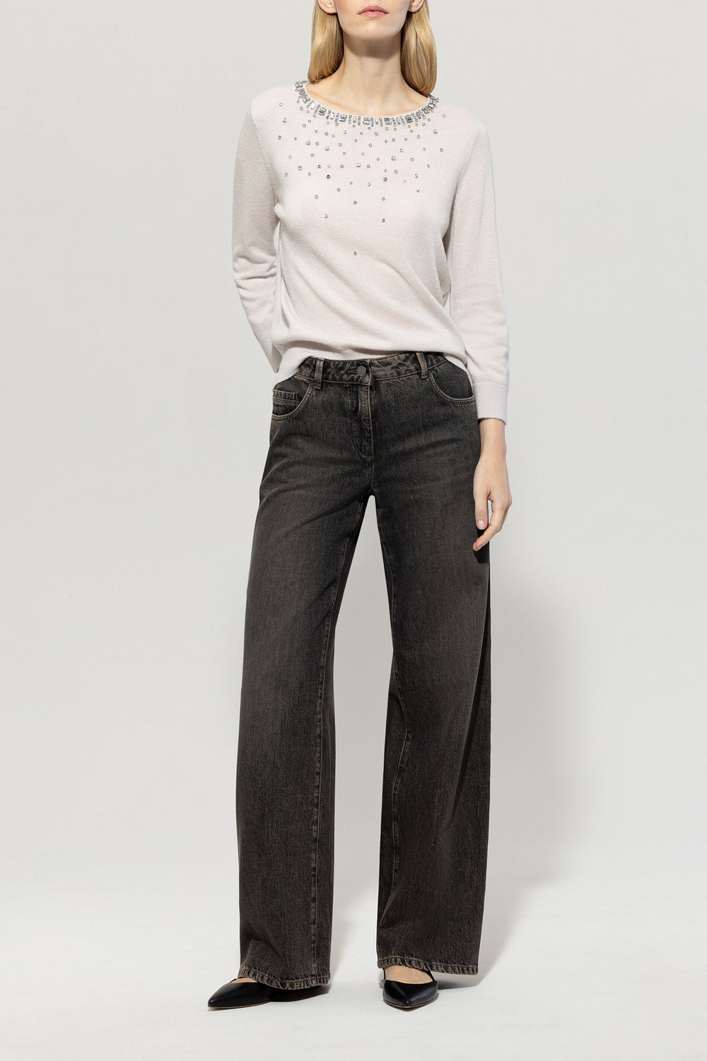 Wideleg denim - gray denim - Standard