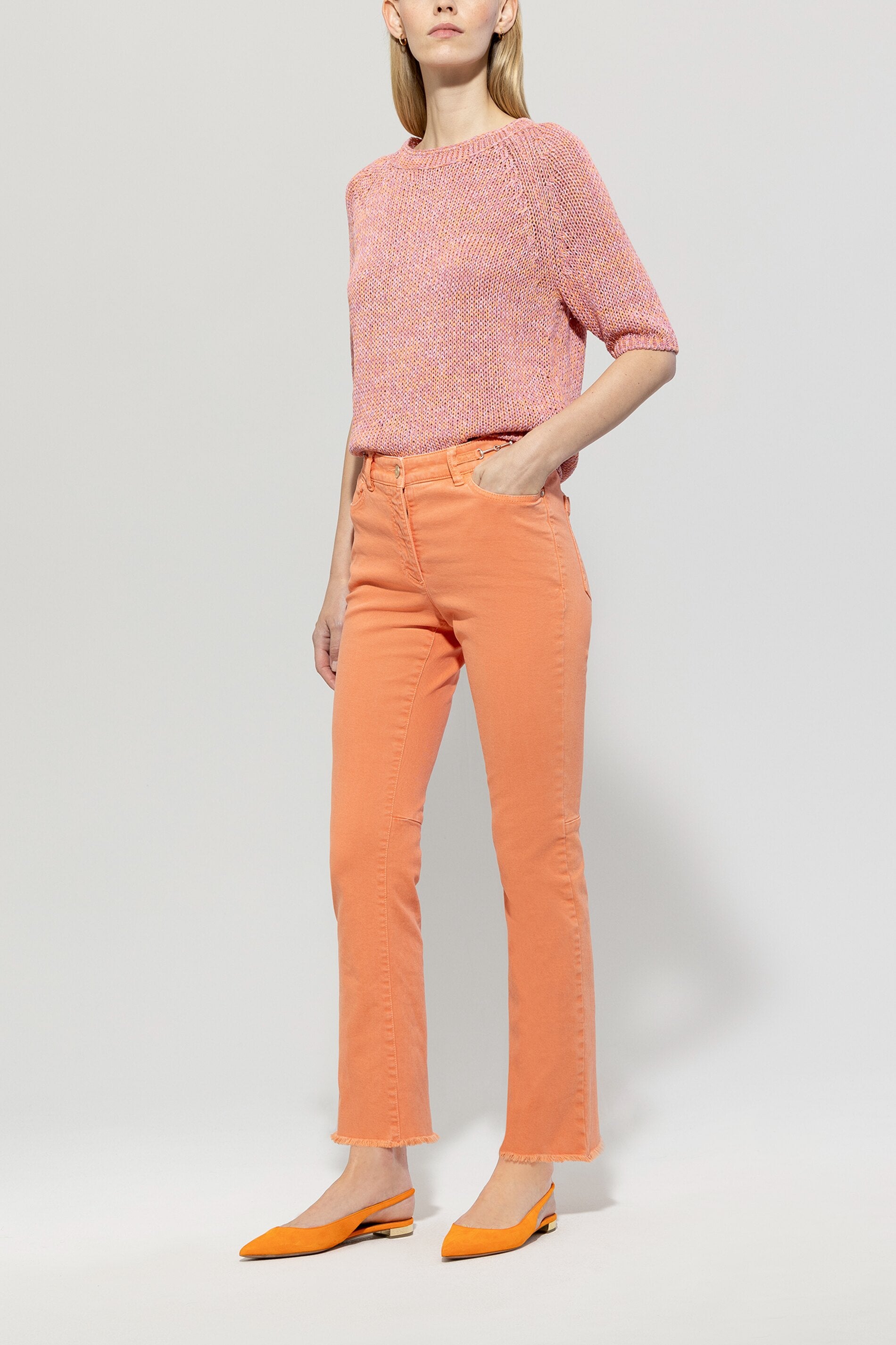 Authentic-Babyflare-Denim - peachy orange - Standard | Model Front