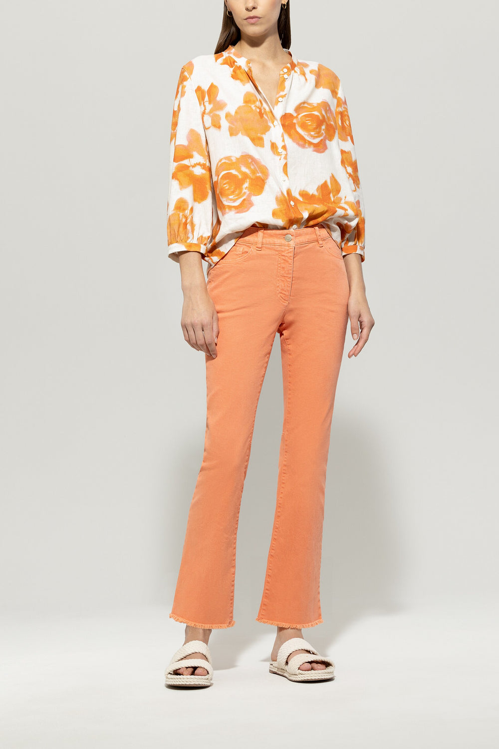 Authentic baby flare denim - peachy orange - without motif
