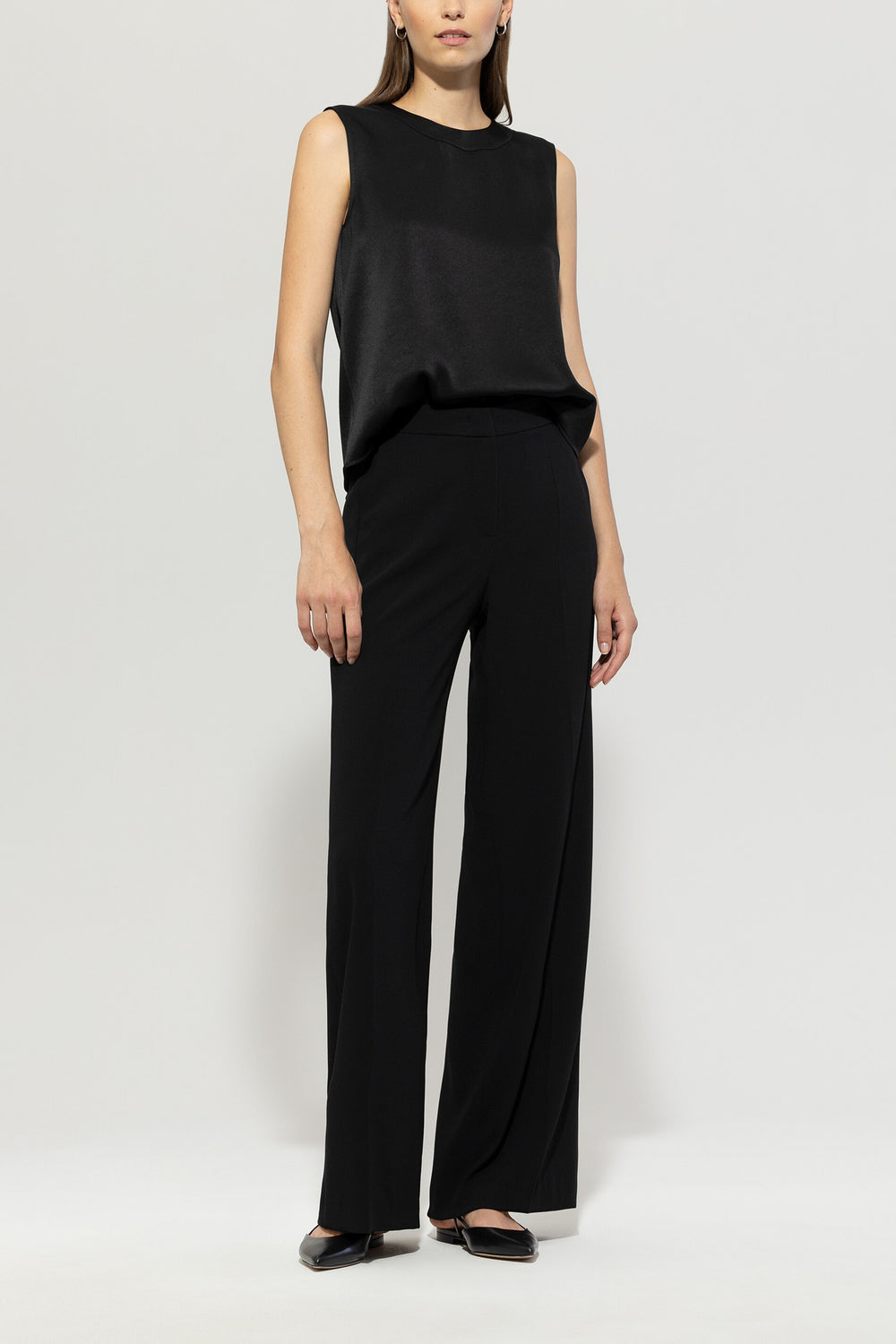 Satin Wideleg-Pants - deep black - Standard