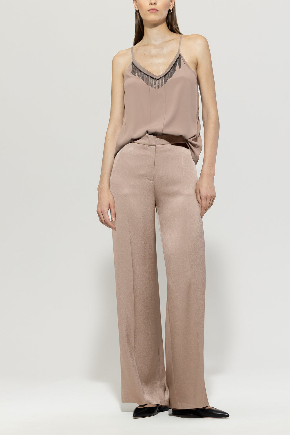 Satin Wideleg-Pants - mushroom - Standard