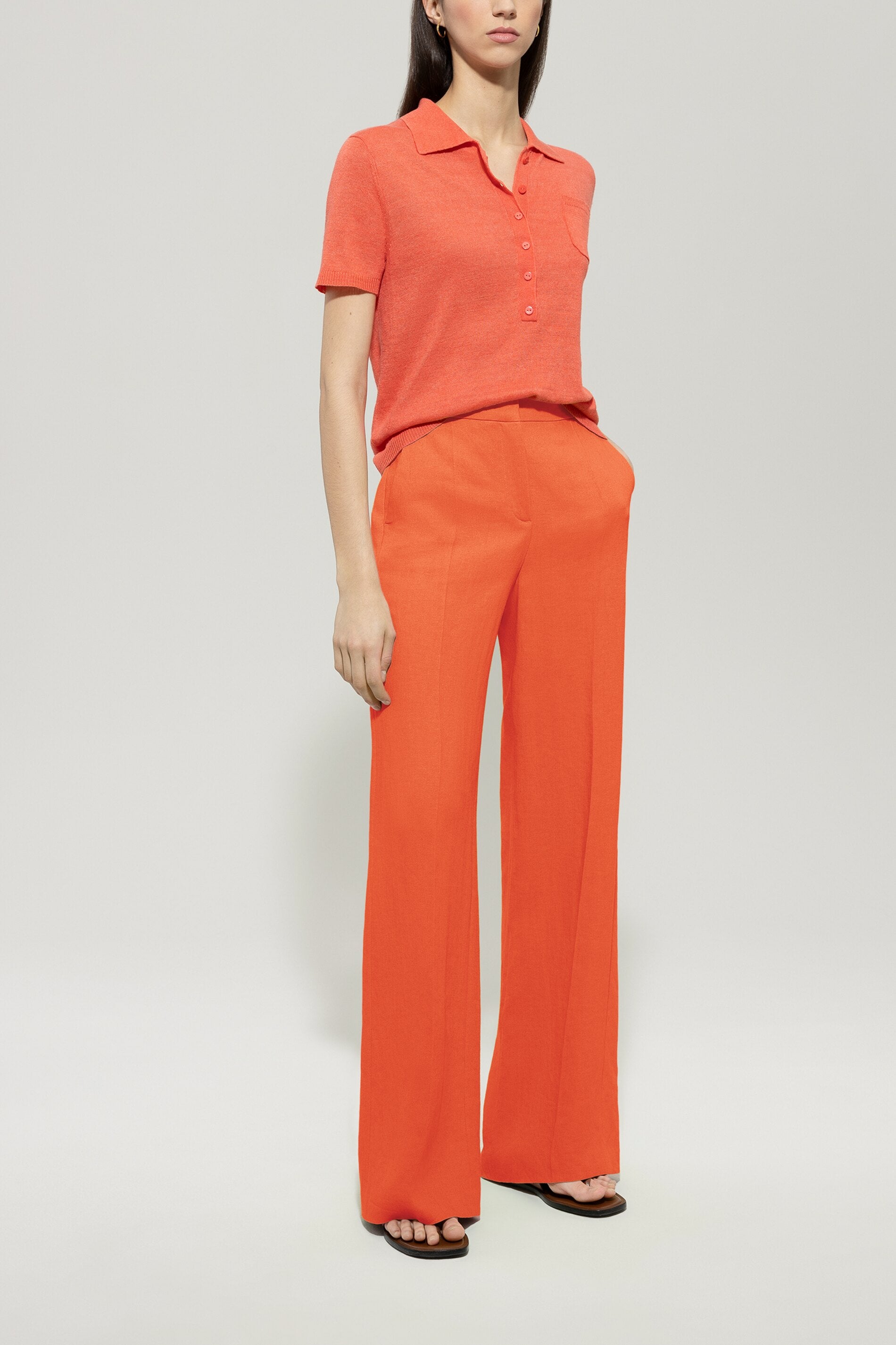 Wide-leg pants in linen blend hibiscus Standard