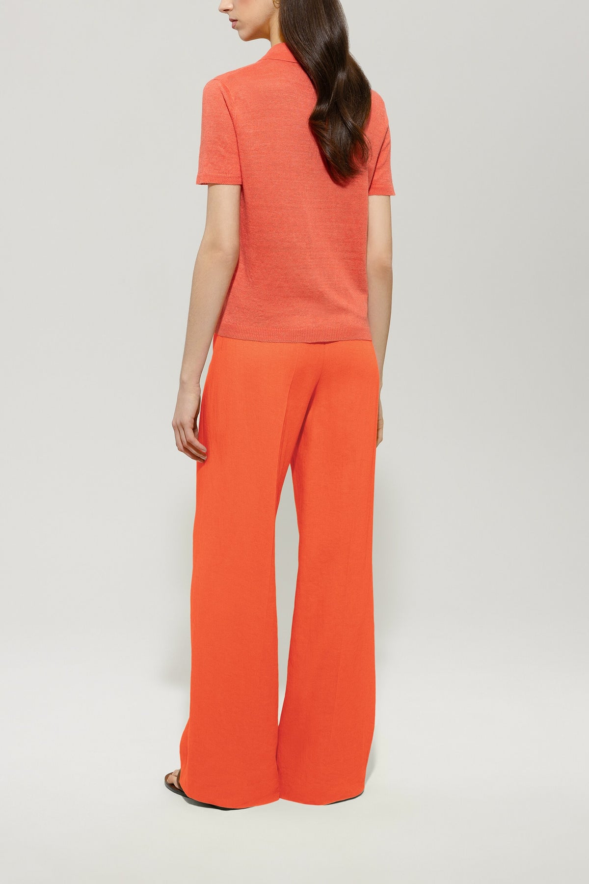 Wideleg-Pants aus Leinen-Mix - hibiscus - Standard | Model Rück