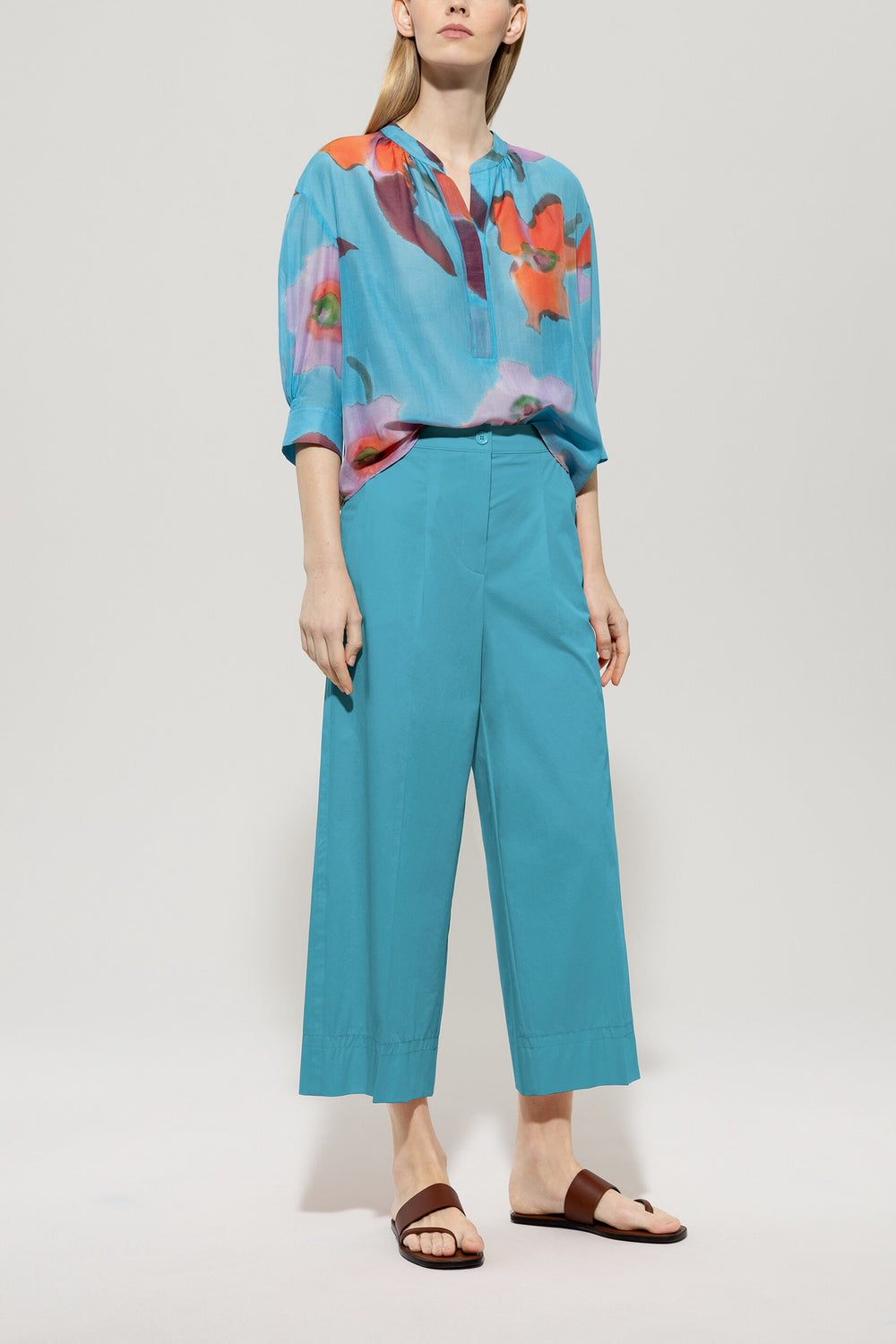 Pantalon Gabardine Wideleg - turquoise - Standard