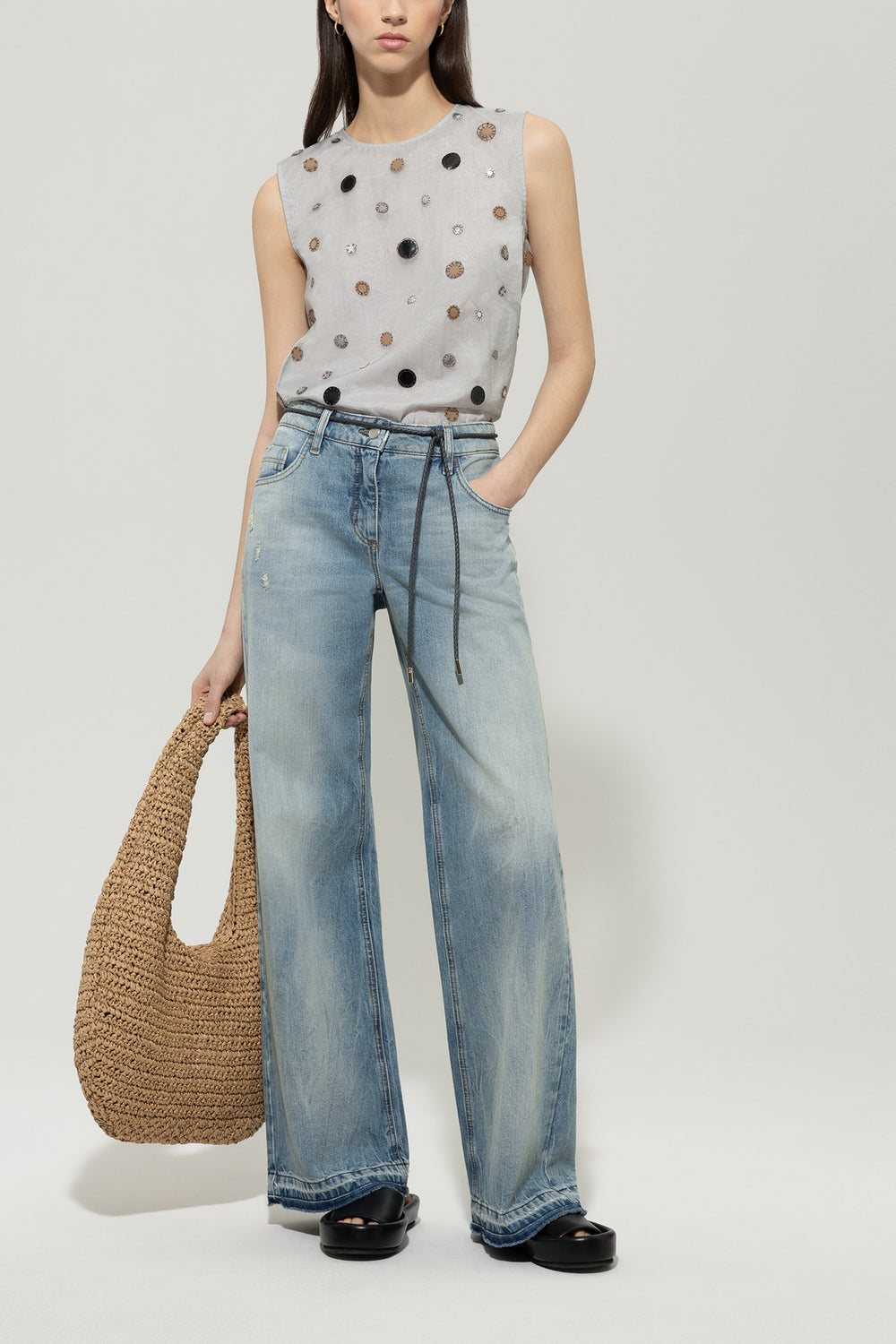 Rigid wideleg denim - light denim blue - Standard