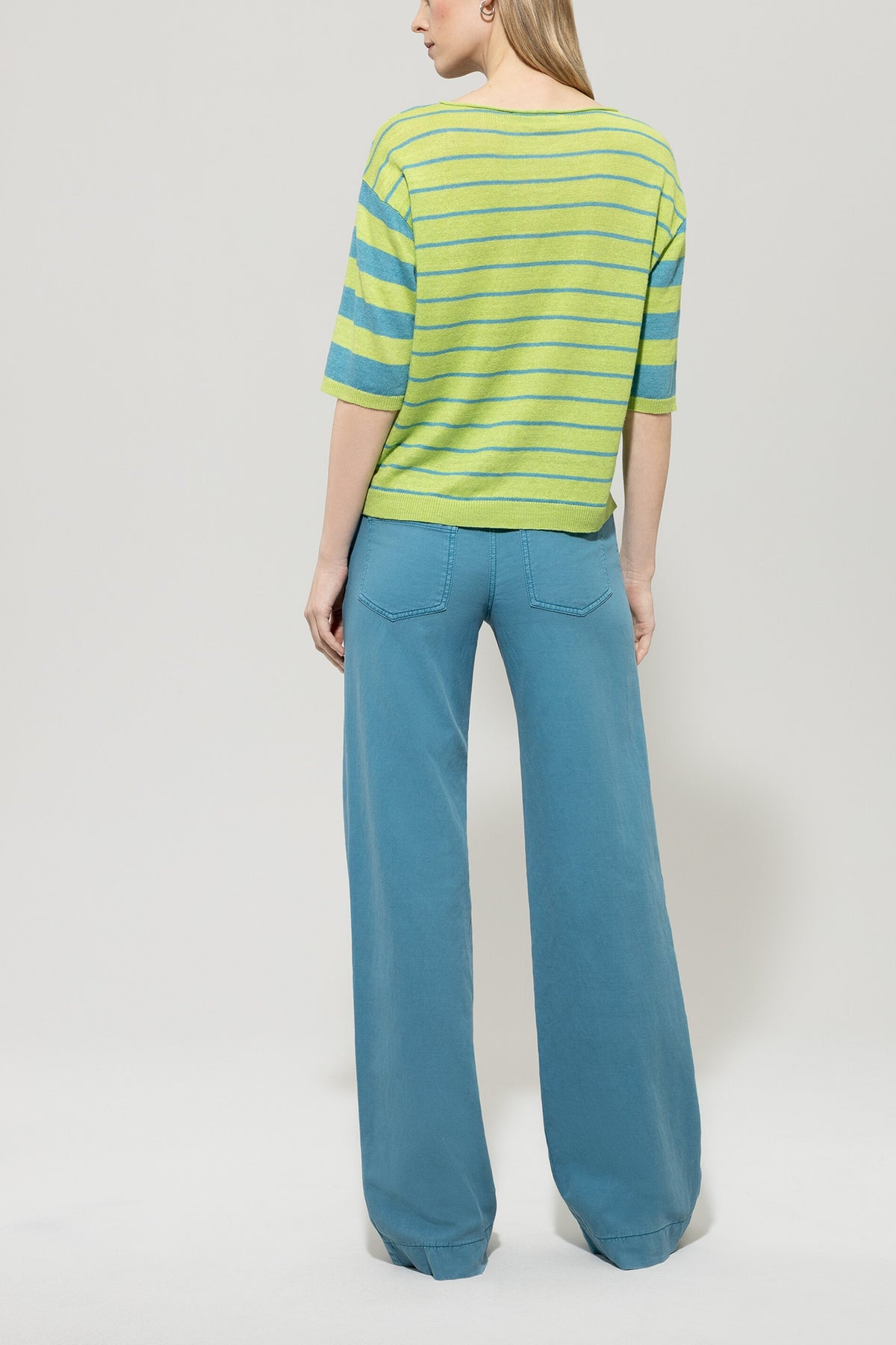 Wideleg-Denim - turquoise - Standard | Model Rück