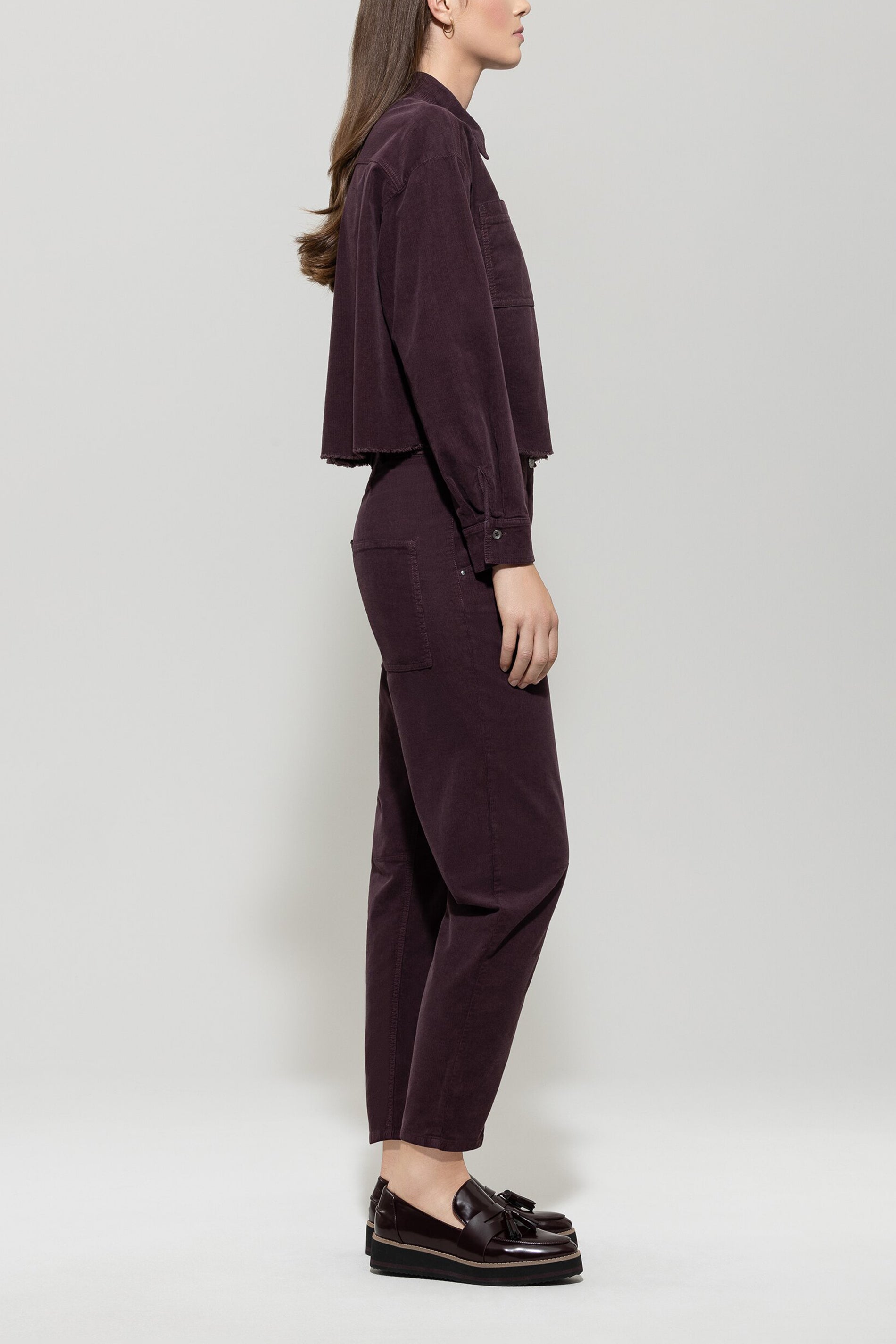 Loosefit-Cord-Pants - burgundy - Standard | Model Seite