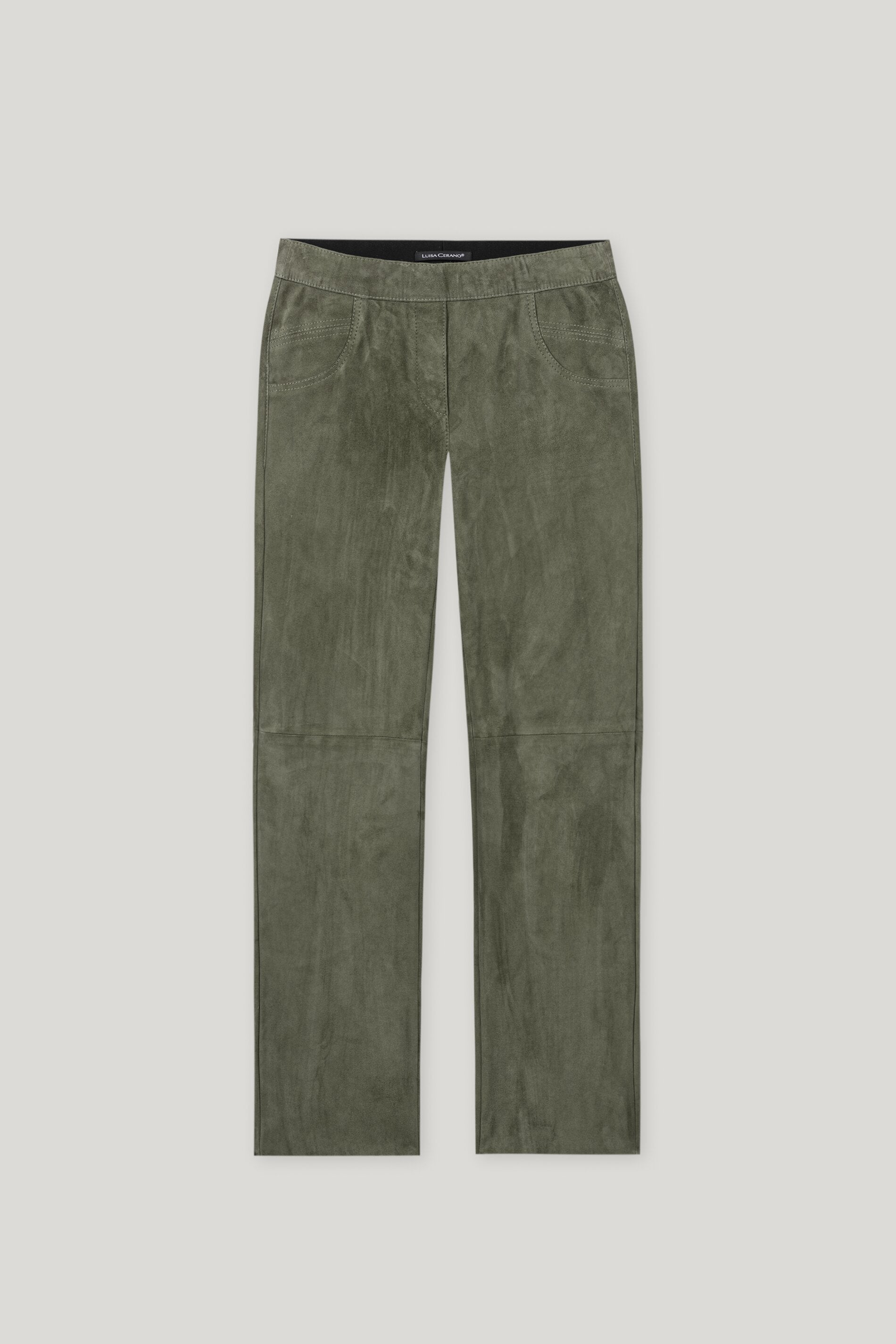 Veloursleder-Babyflare-Pants - cool khaki - Standard | Artikel Front