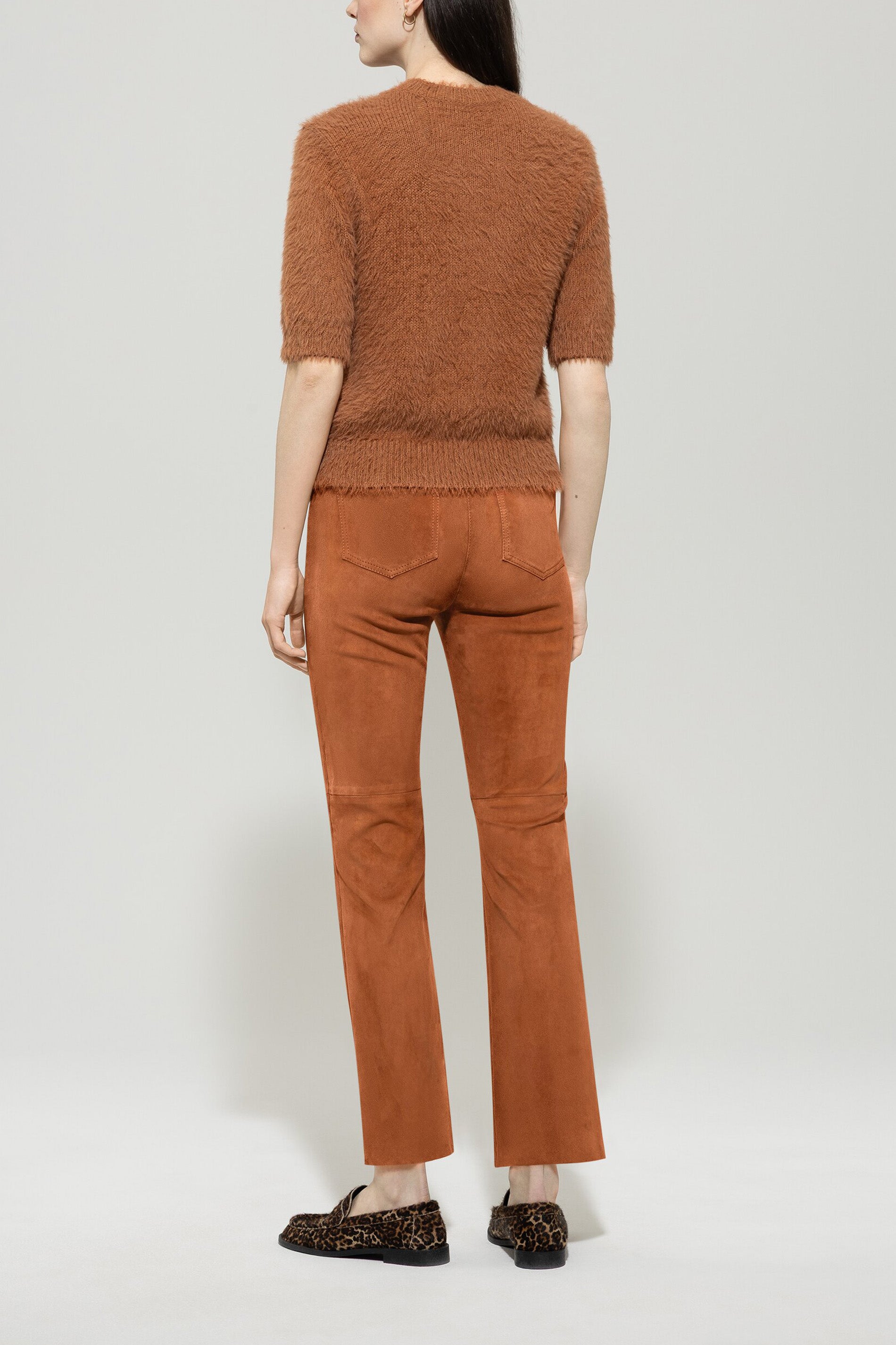 Veloursleder-Babyflare-Pants - cinnamon - Standard | Model Rück