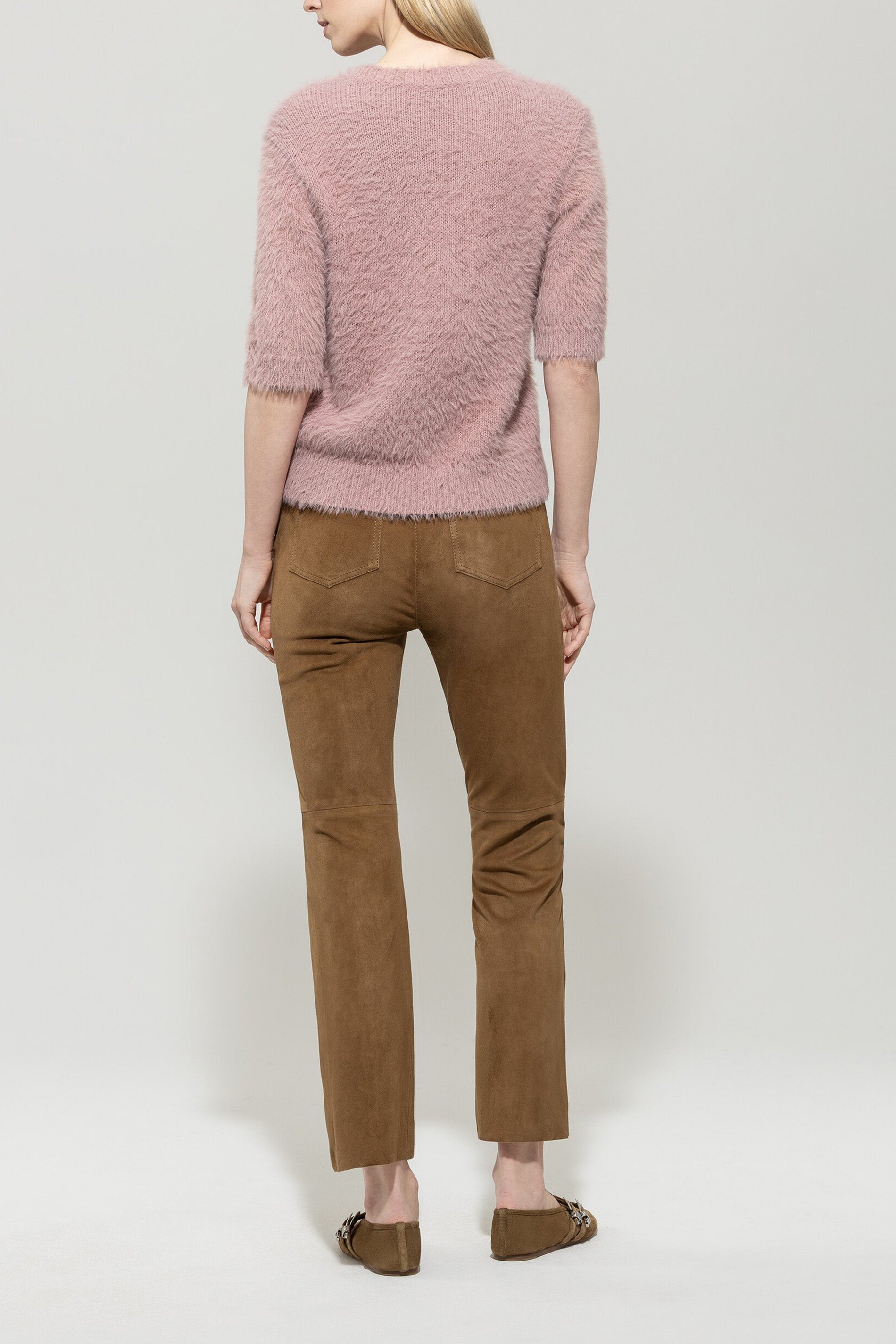 Veloursleder-Babyflare-Pants - hanf - Standard | Model Rück