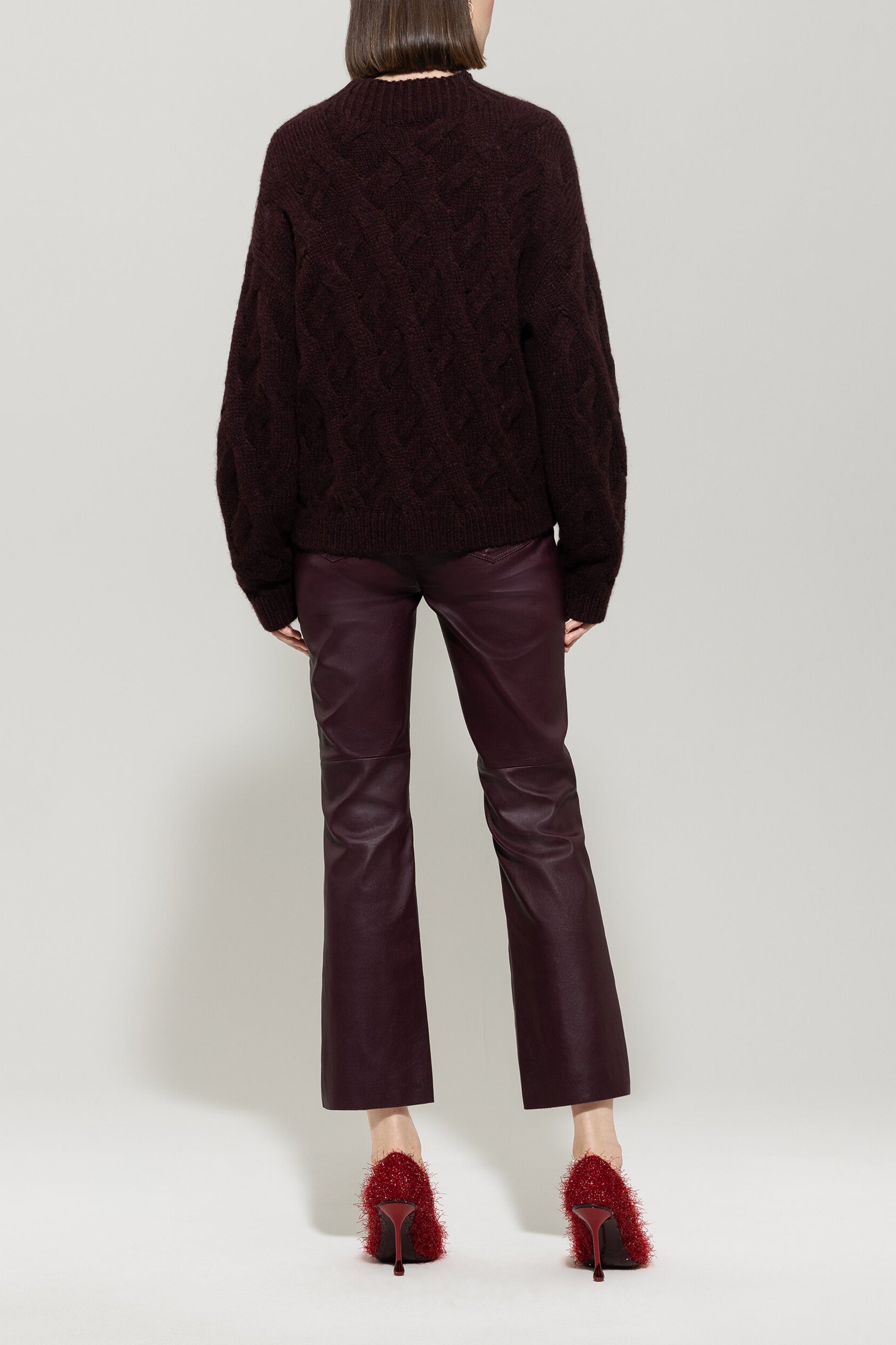 Lammnappa-Bootcut-Pants - burgundy - Standard | Model Rück