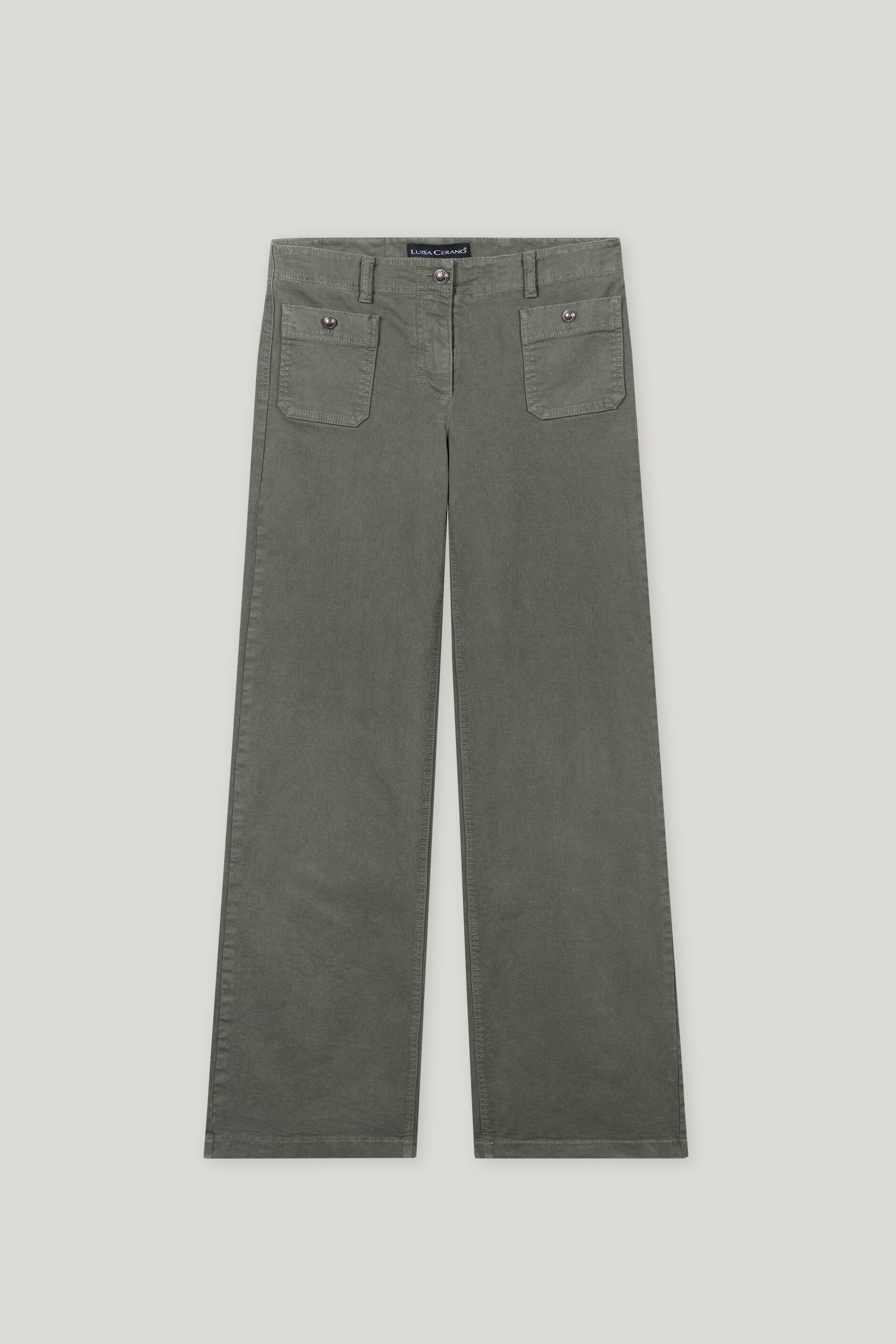 Authentic-Wideleg-Denim - cool khaki - lange Version | Artikel Front