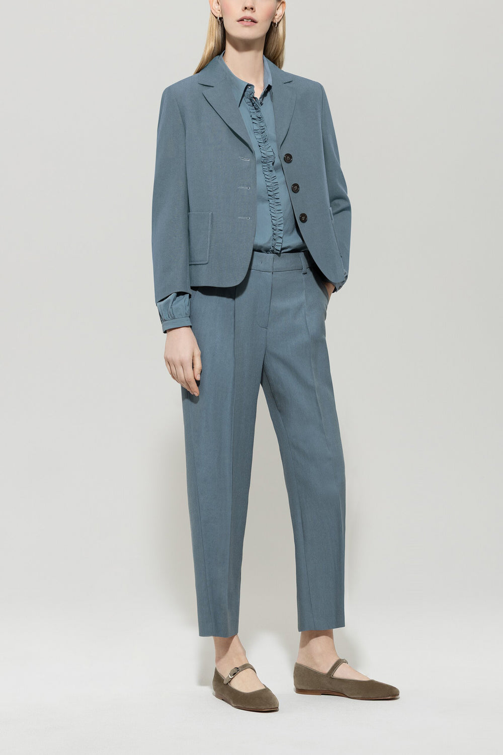 Tapered mit Panama-Bindung - greyish blue - Standard