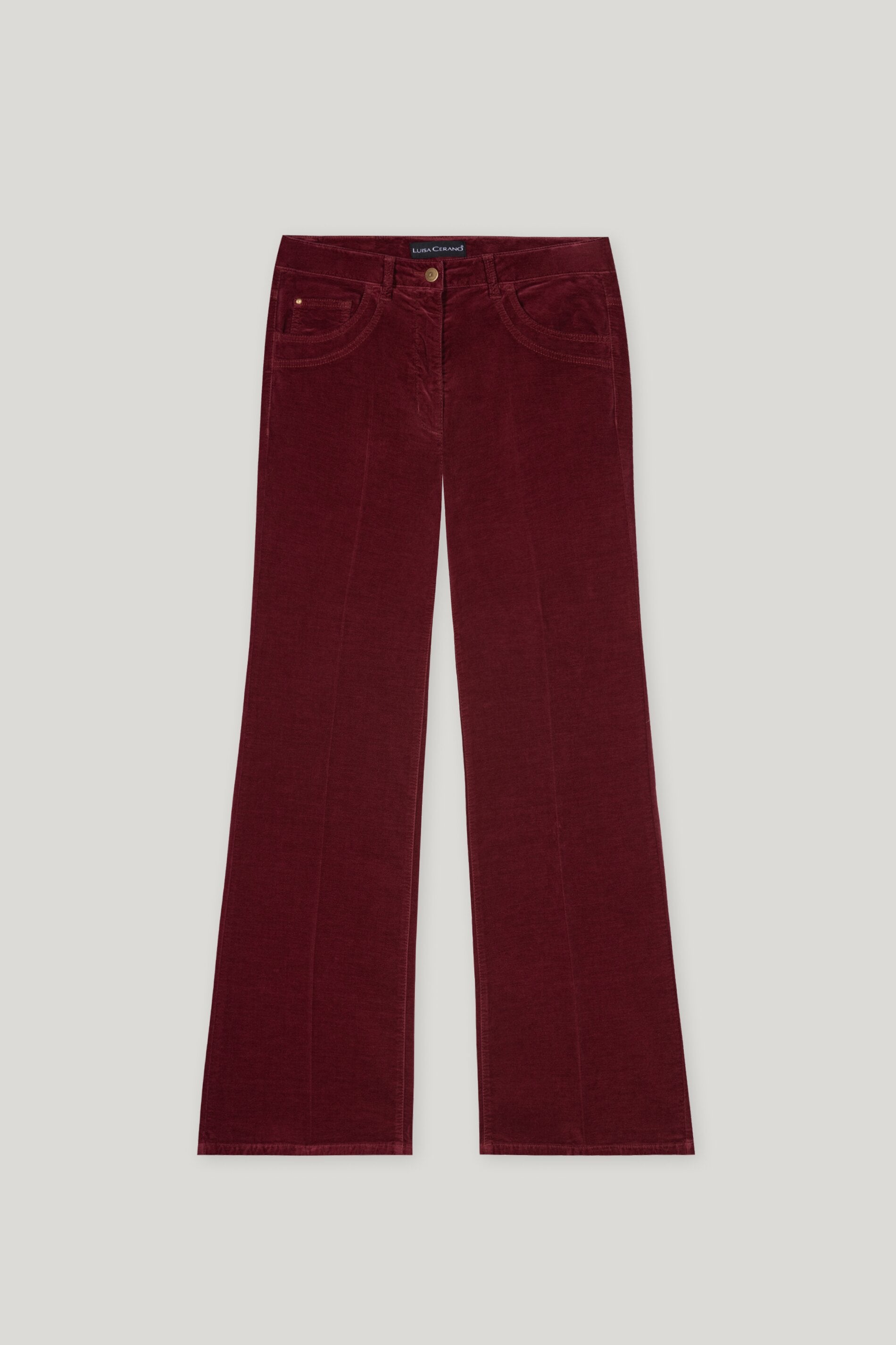 Bootcut-Samt-Pants - berry red - Standard | Artikel Front