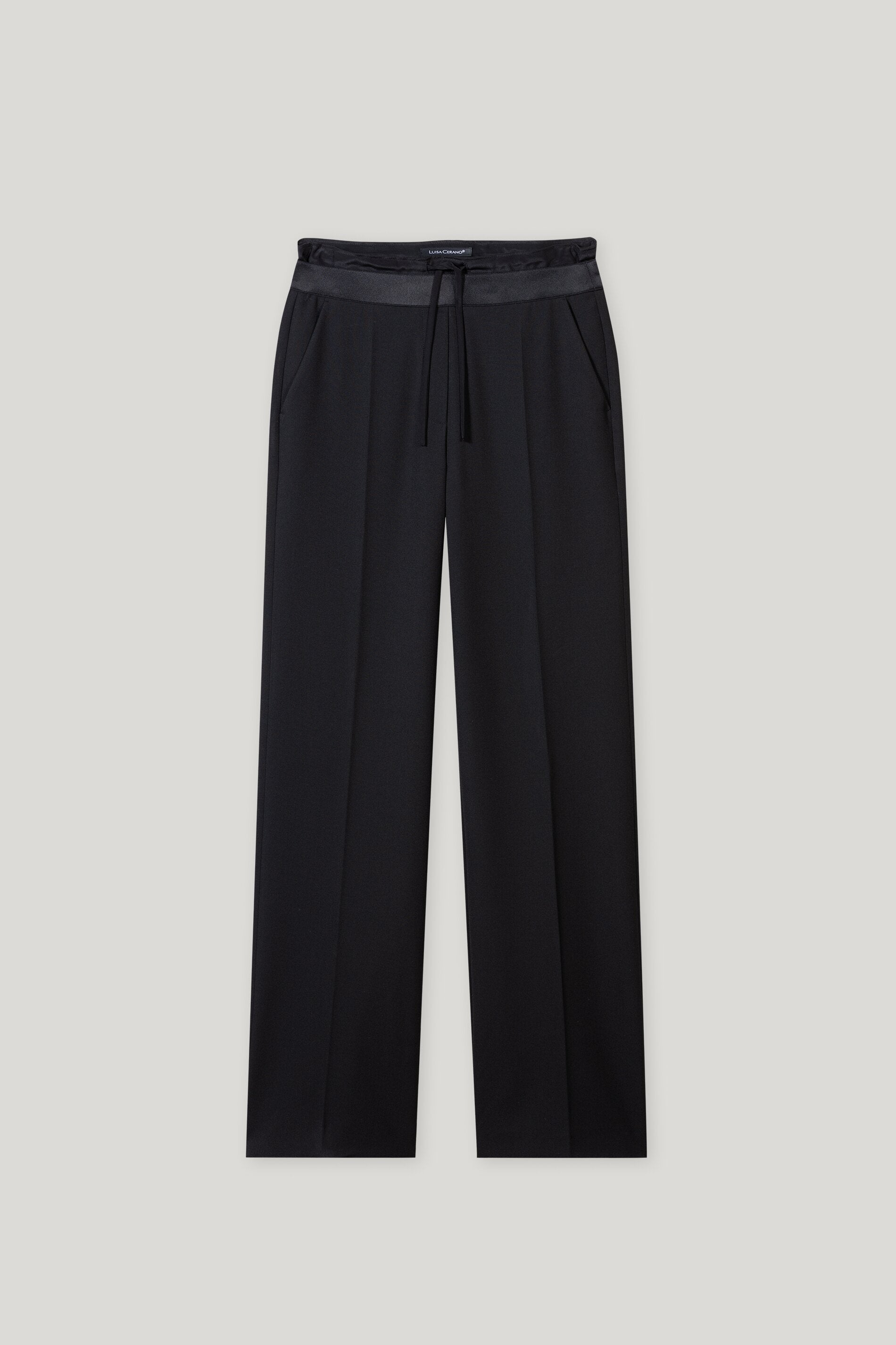 Wideleg-Pants mit Kordelzug - deep black - Standard | Artikel Front