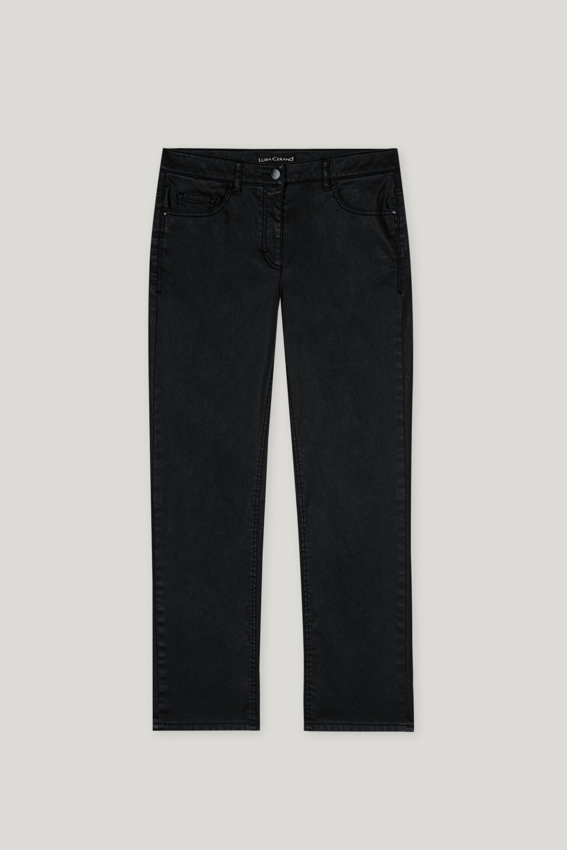 Tapered-Pants in Leder-Optik - deep black - Standard | Artikel Front