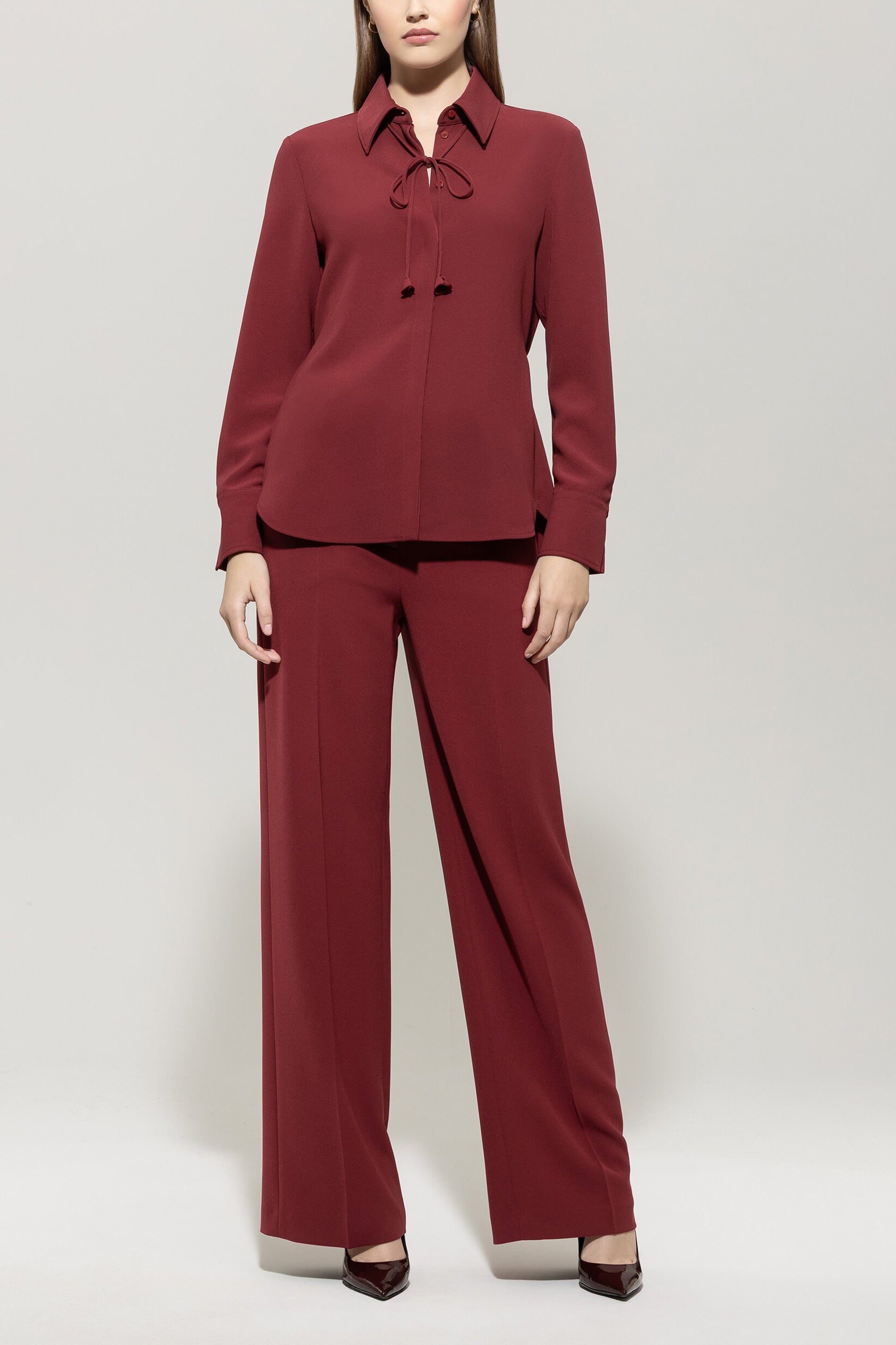 Easy-Wideleg-Pants - berry red - Standard | Model Front
