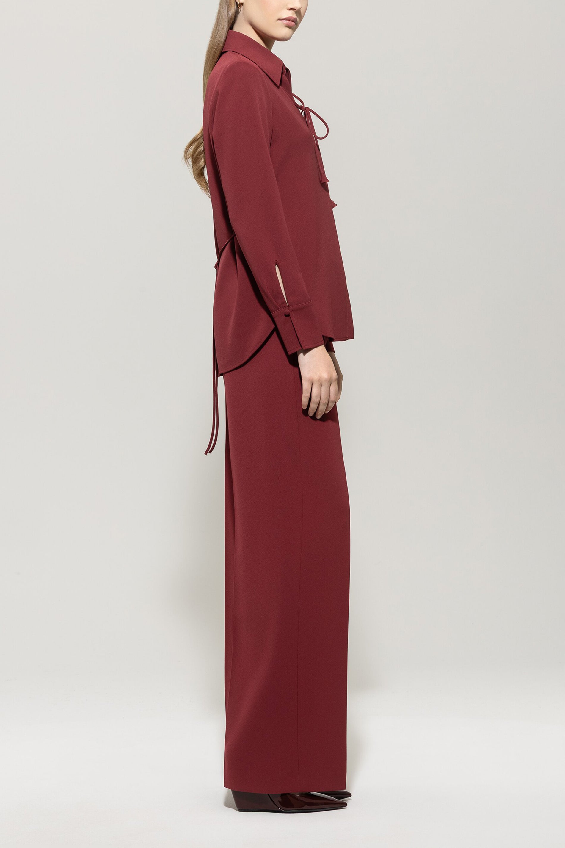 Easy-Wideleg-Pants - berry red - Standard | Model Seite