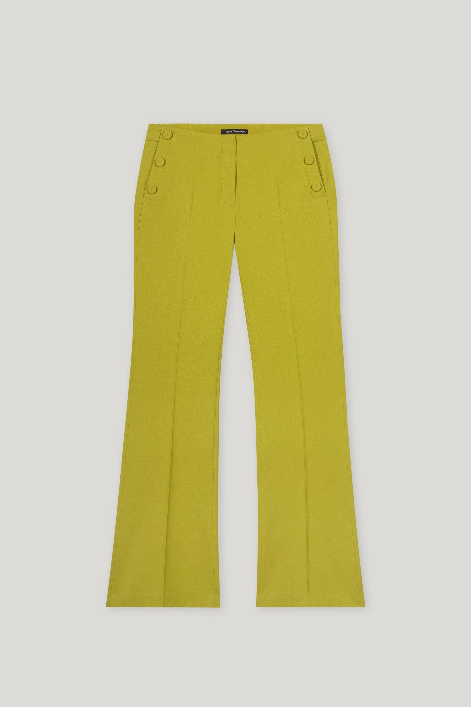 Bootcut-Sailor-Pants - acid green - mit Knöpfen | Artikel Front