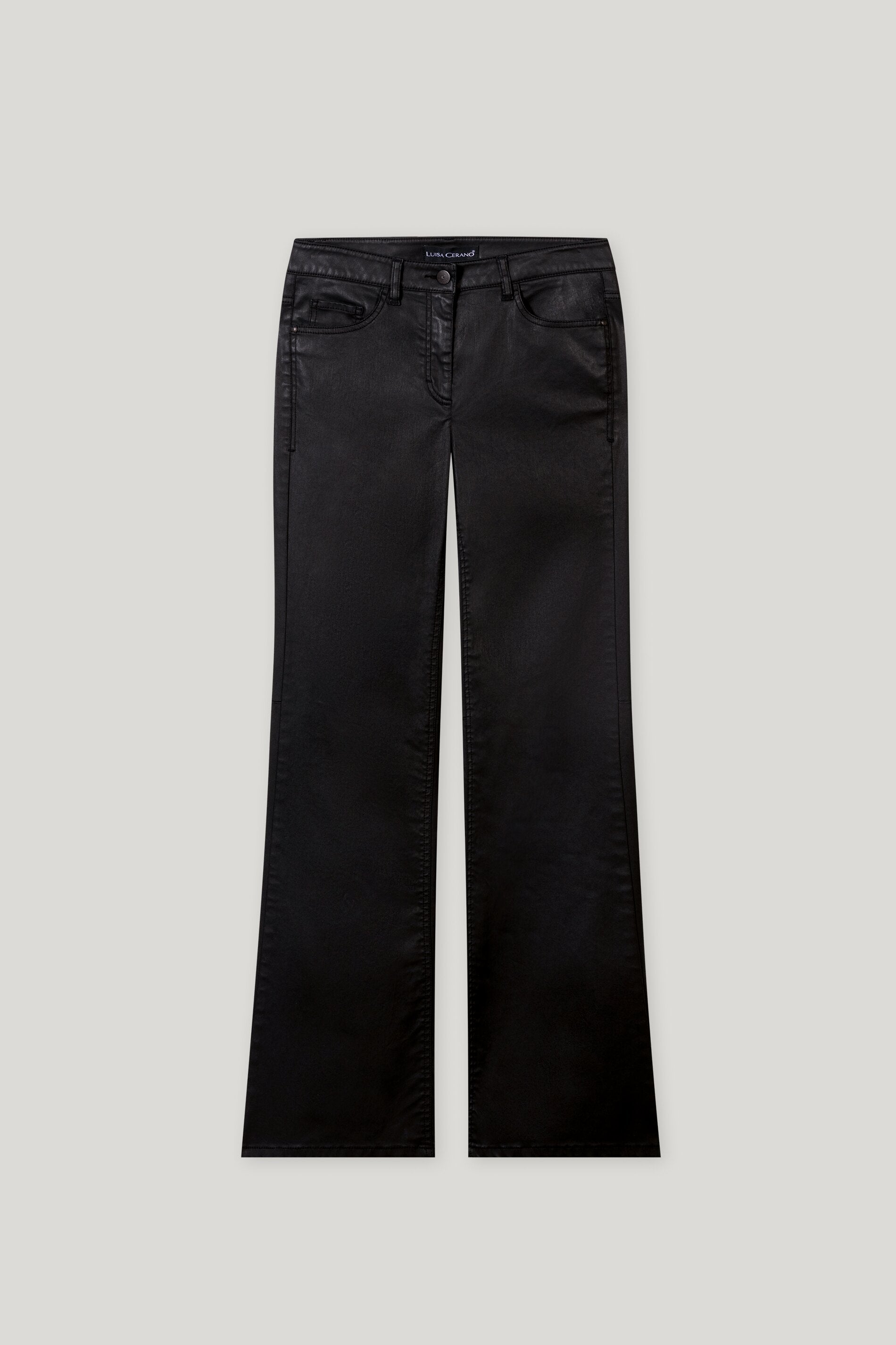 Flared-Pants in Leder-Optik - deep black - Standard | Artikel Front