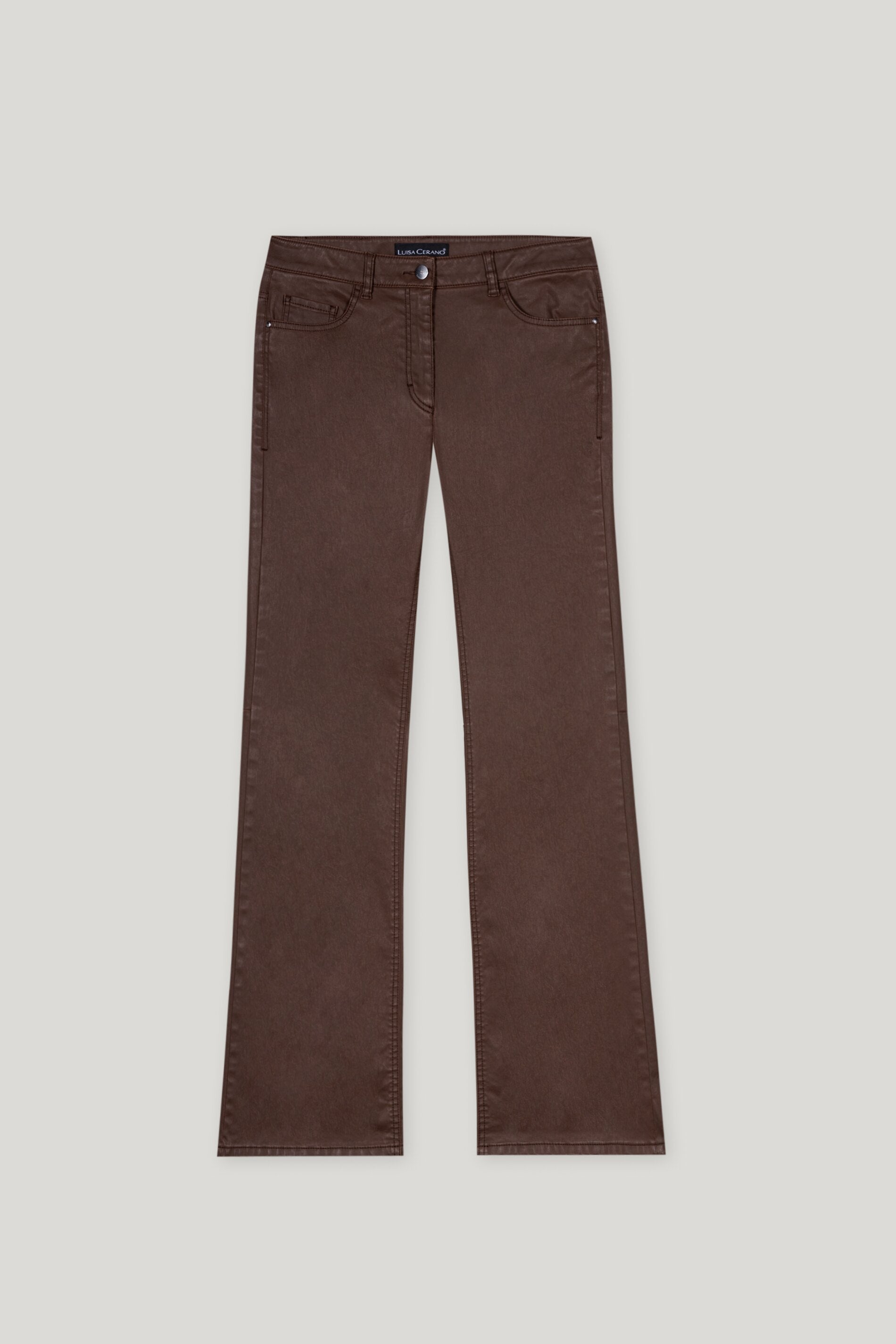 Flared-Pants in Leder-Optik - walnut - Standard | Artikel Front