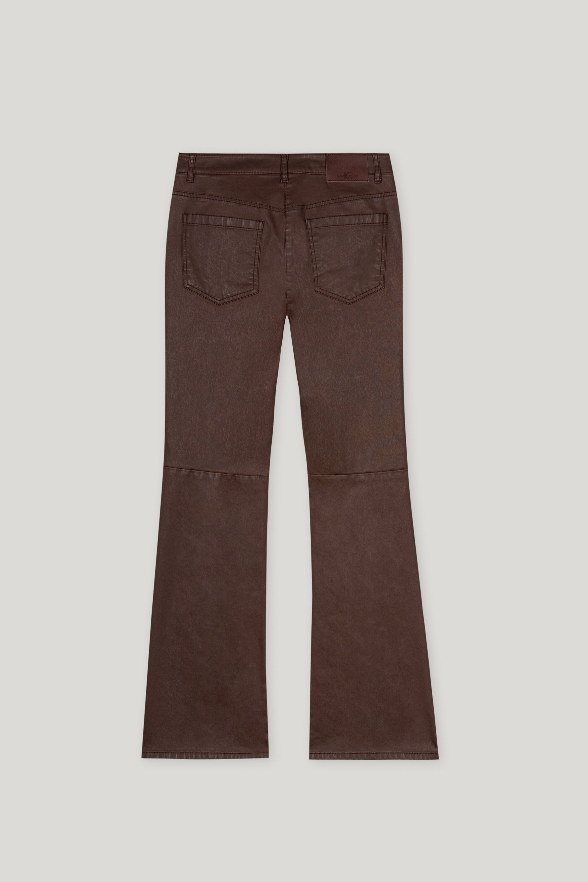 Flared-Pants in Leder-Optik - walnut - Standard | Artikel Rück