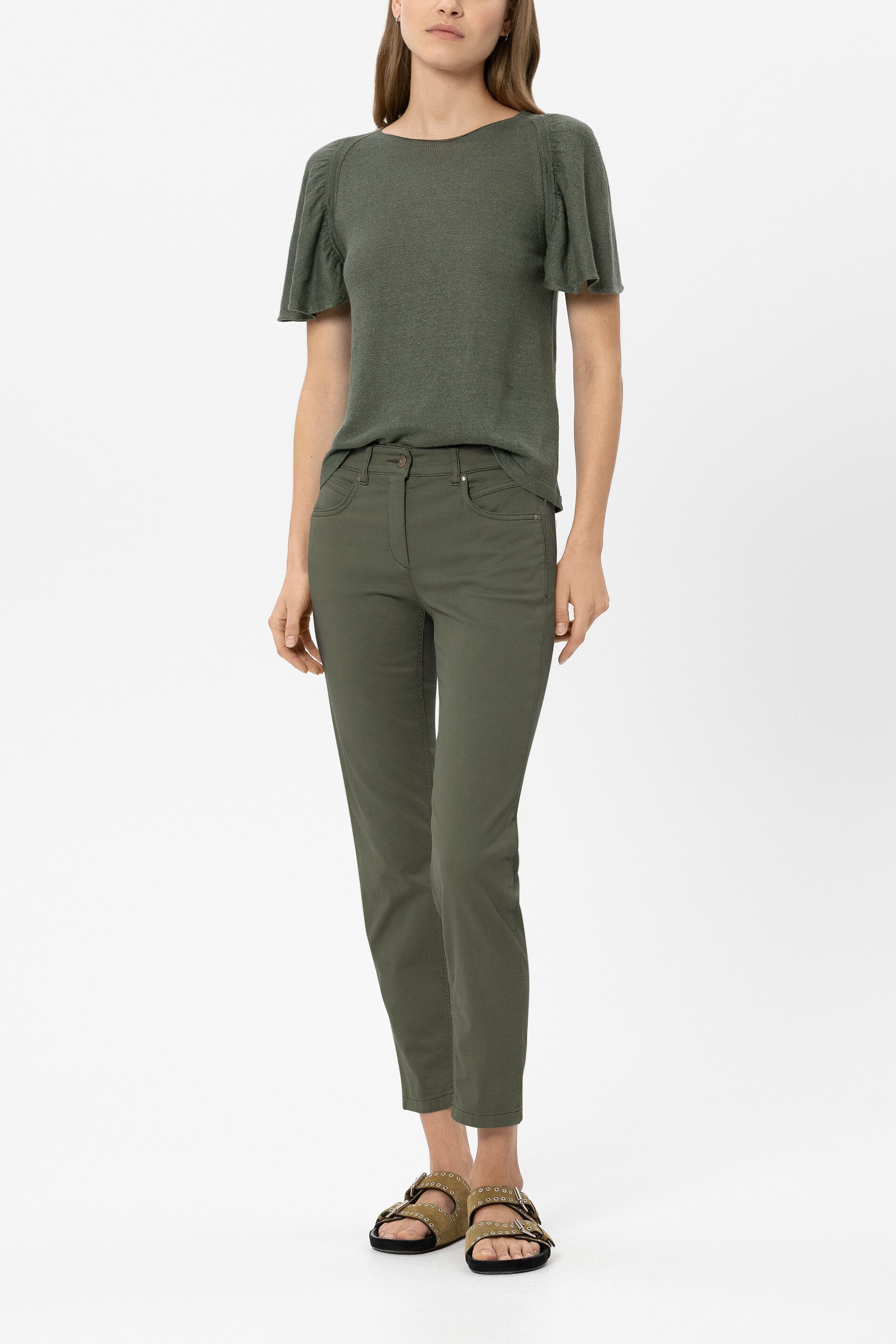 High-Stretch-Skinny-Denim - khaki - Standard | Model Front