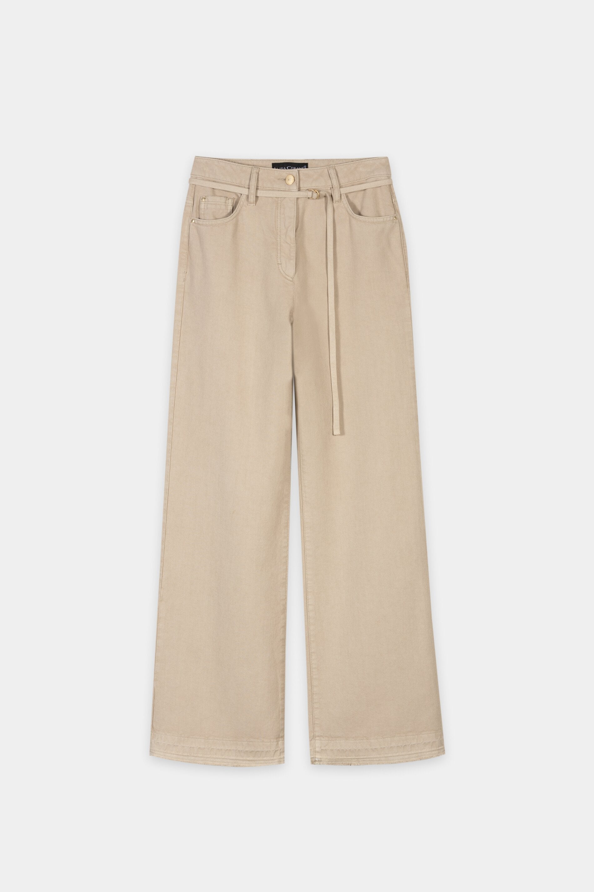 Wideleg-Denim mit Bindegürtel - sand - Standard | Artikel Front